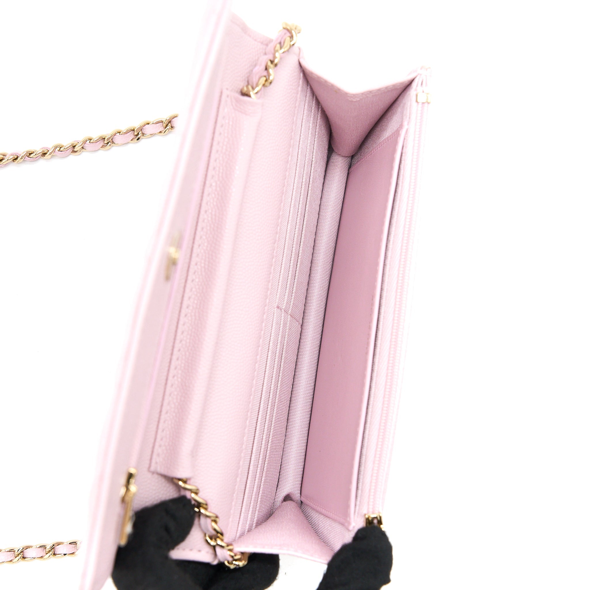 CHANEL CLASSIC WALLET ON CHAIN CAVIAR LIGHT PINK LGHW