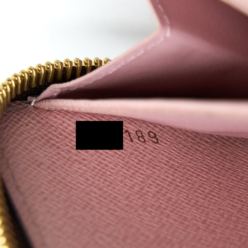 LOUIS VUITTON ZIPPY WALLET DAMIER EBENE CANVAS/ ROSE BALLERINE GHW