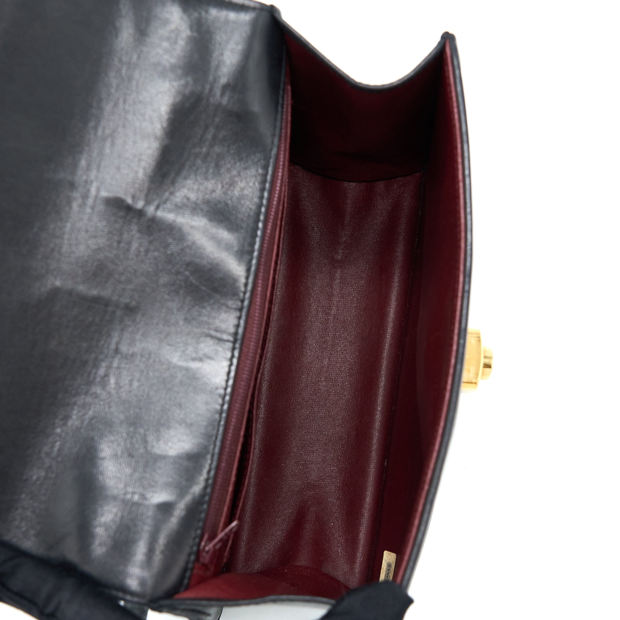 CHANEL VINTAGE KELLY FLAP BAG LAMBSKIN BLACK GHW