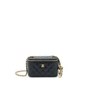 CHANEL 22S PEARL CRUSH LONG VANITY WITH CHAIN LAMBSKIN BLACK GHW