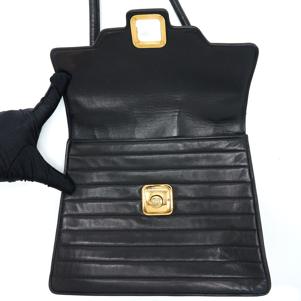 CHANEL VINTAGE KELLY FLAP BAG LAMBSKIN BLACK GHW