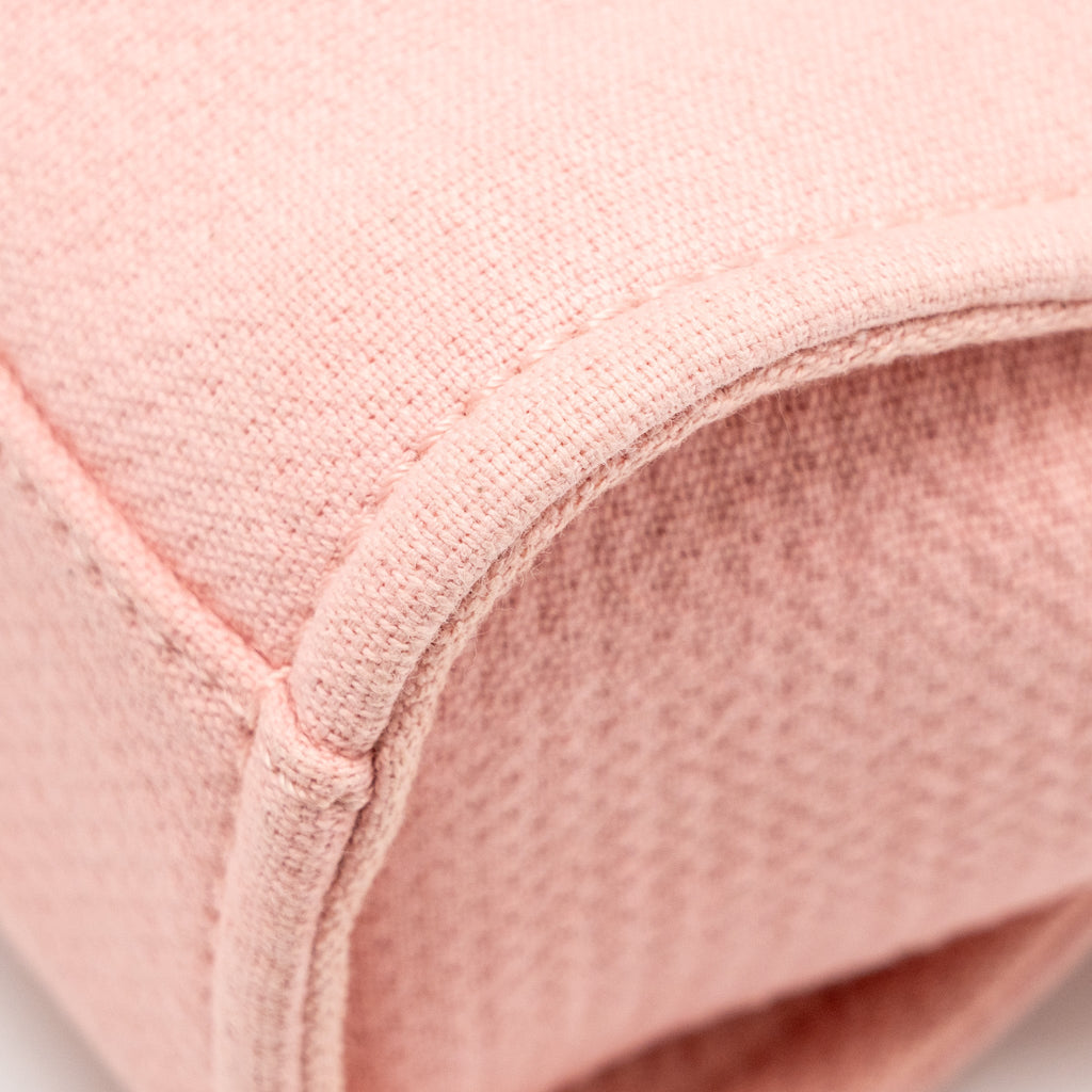 CHANEL DEAUVILLE PM TOTE BAG CANVAS PINK SHW (MICROCHIP)