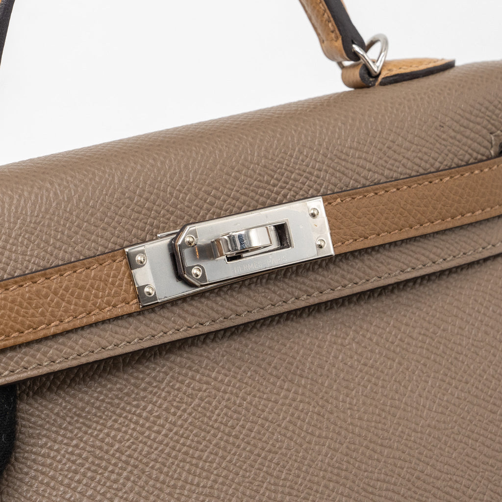 HERMES MINI KELLY II EPSOM ETOUPE/ ALEZAN/ BISCUIT SHW