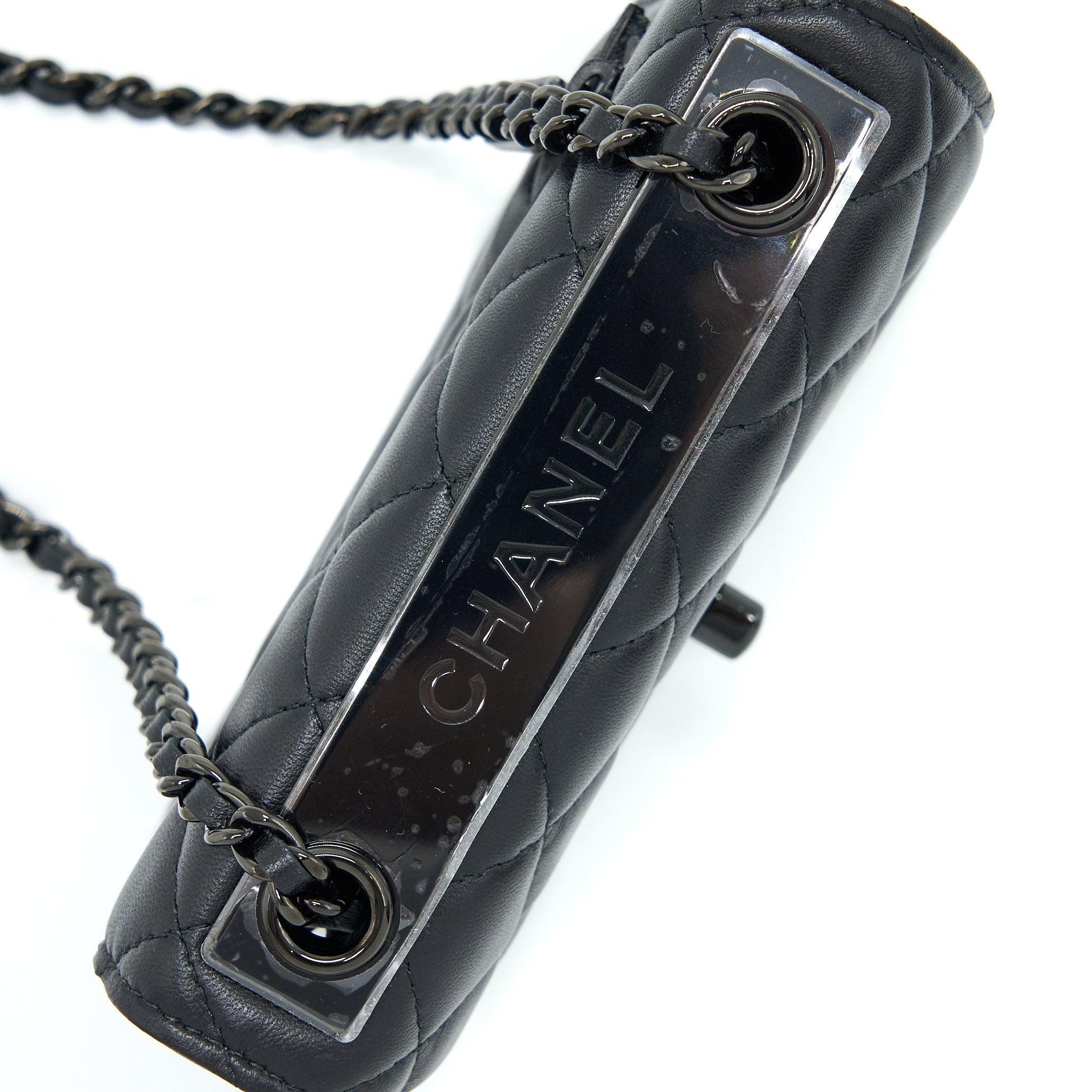 CHANEL SQUARE TRENDY CC WALLET ON CHAIN LAMBSKIN SO BLACK