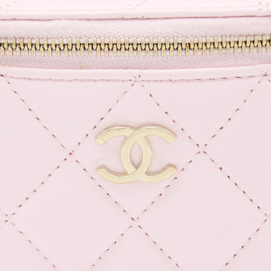 CHANEL TOP HANDLE MINI VANITY LAMBSKIN PINK LGHW