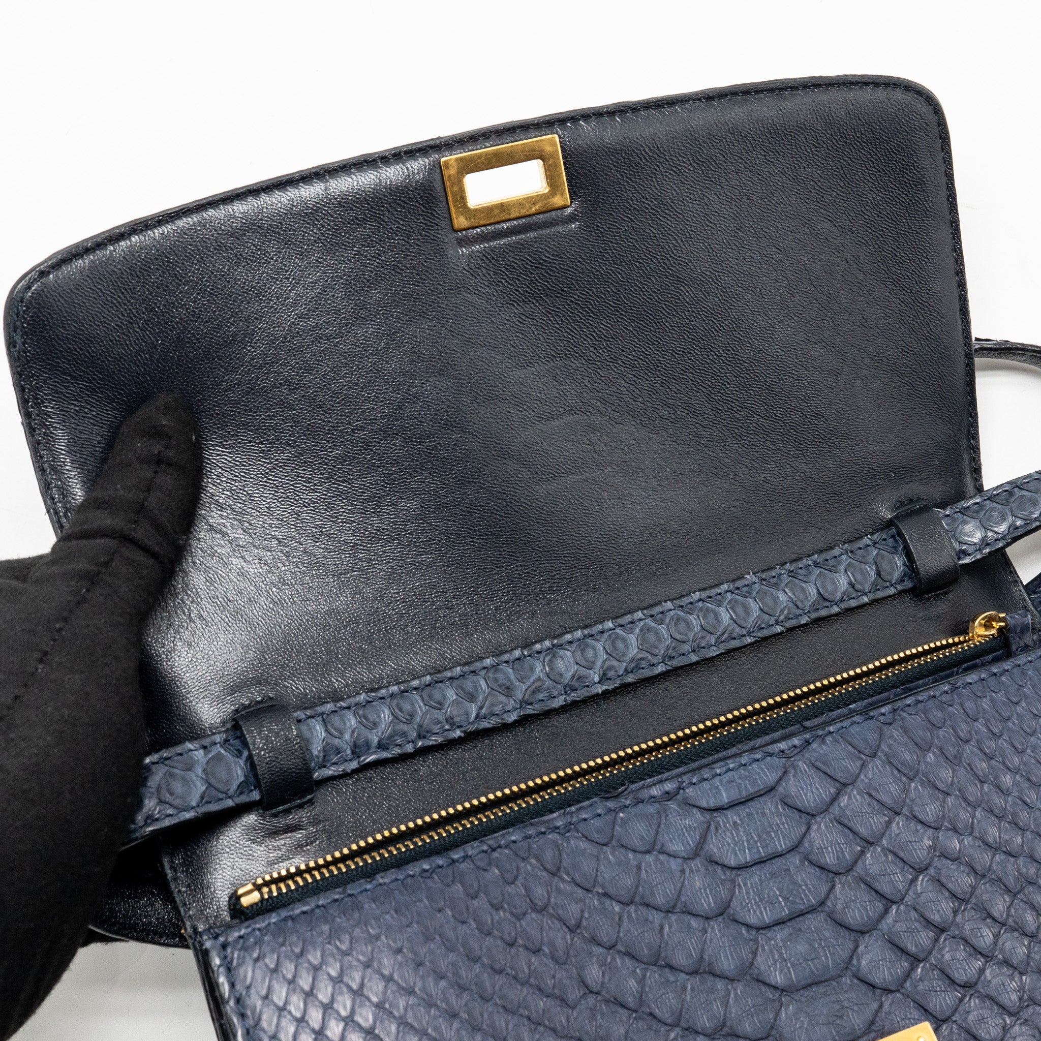 CELINE MEDIUM CLASSIC BOX BAG PYTHON NAVY GHW