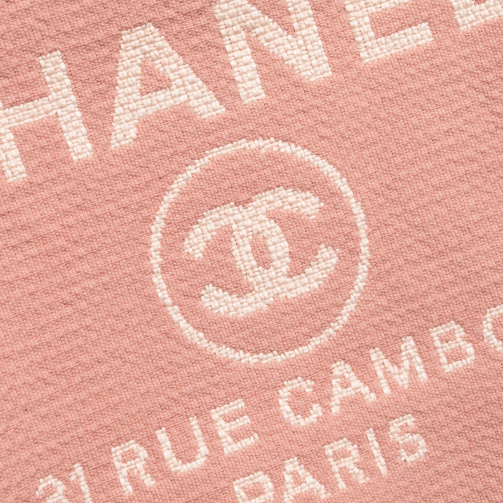 CHANEL DEAUVILLE TOTE BAG CANVAS/LEATHER PINK/WHITE SHW (MICROCHIP)