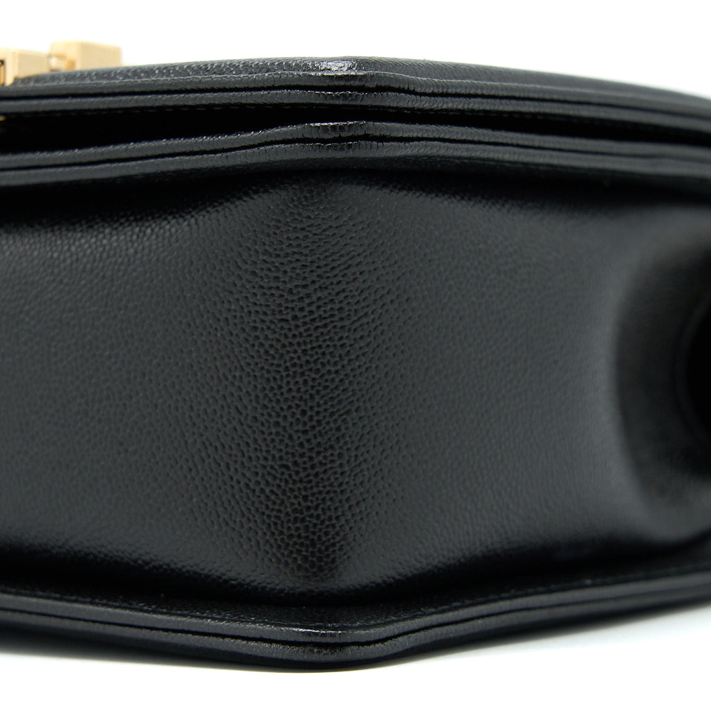 CHANEL MINI BOY BAG CALFSKIN BLACK LGHW (MICROCHIP)