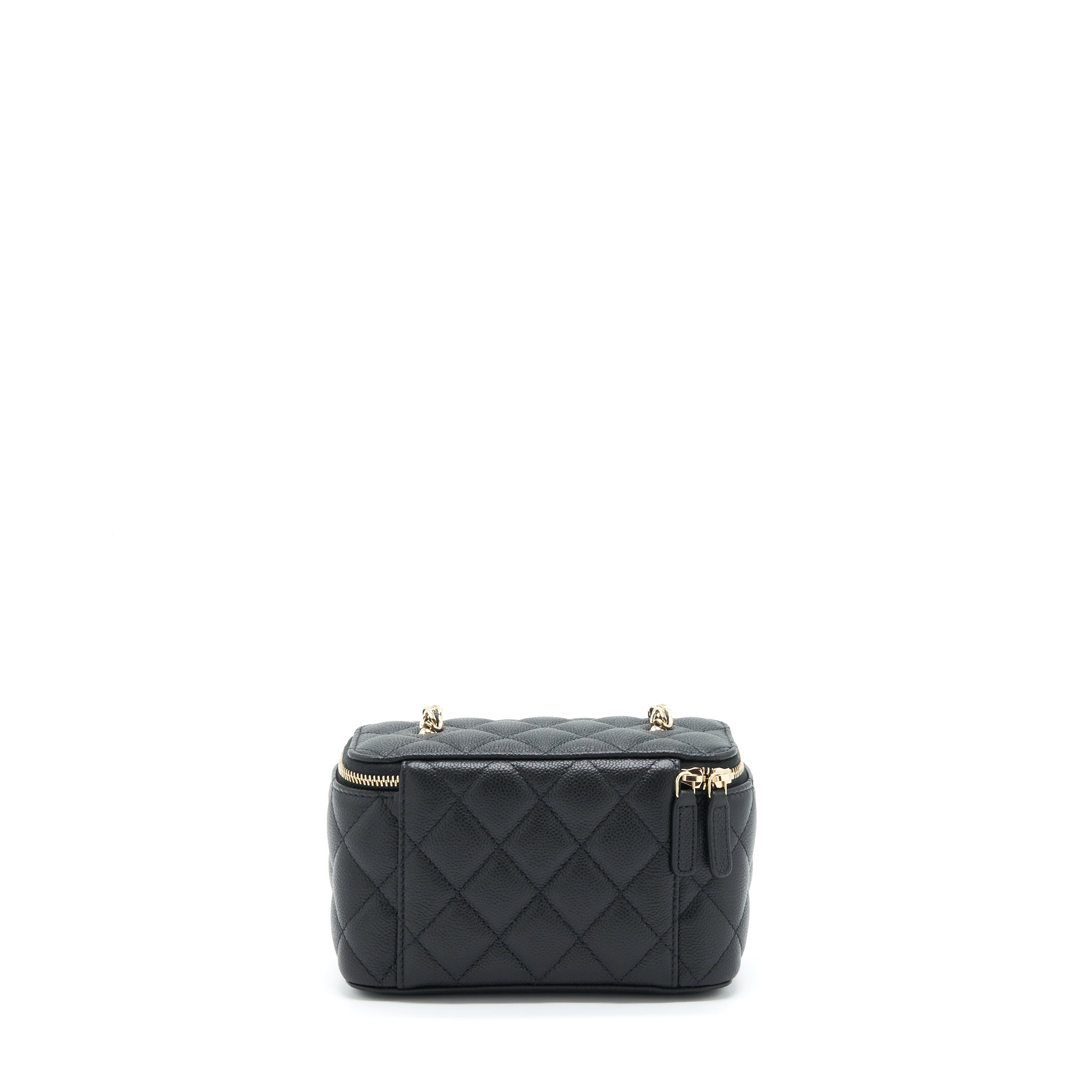CHANEL 22P LONG VANITY WITH CC LOGO CHAIN CAVIAR BLACK LGHW