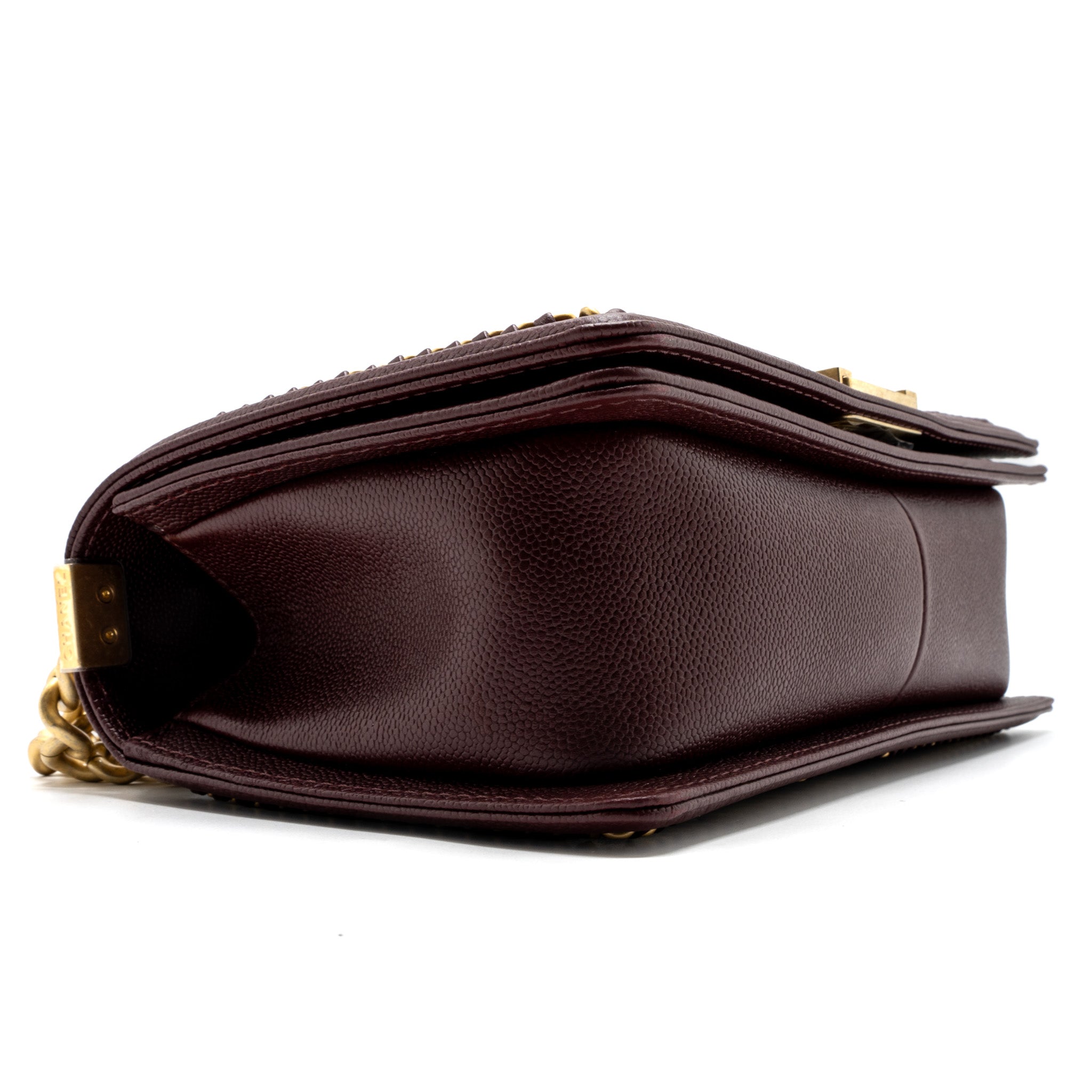 CHANEL MEDIUM BOY BAG LIMITED EDITION CAVIAR BURGUNDY GHW(MICROCHIP)