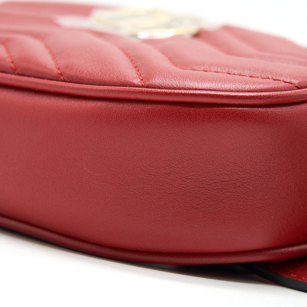 GUCCI SIZE85 GG MARMONT LEATHER BELT BAG RED