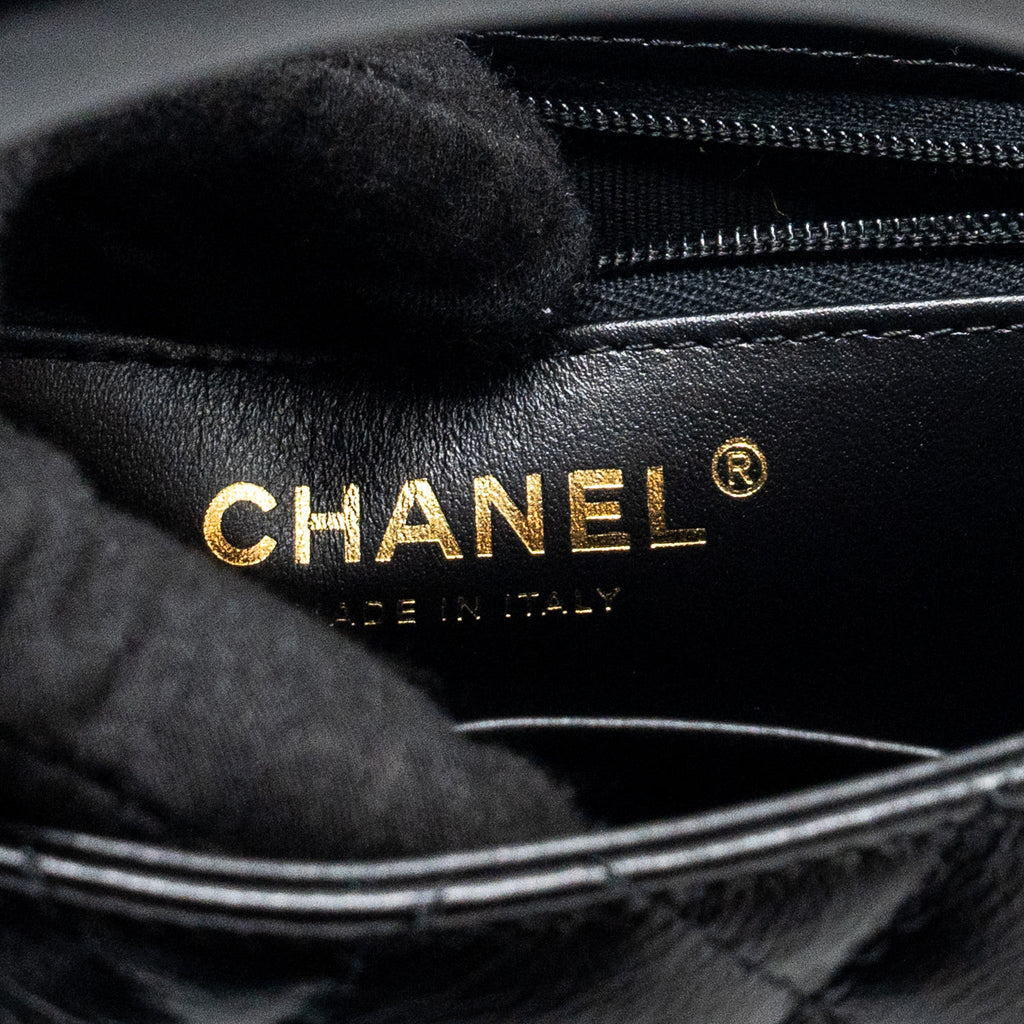 CHANEL MINI KELLY SHOPPING TOTE BAG CALFSKIN BLACK GHW (MICROCHIP)