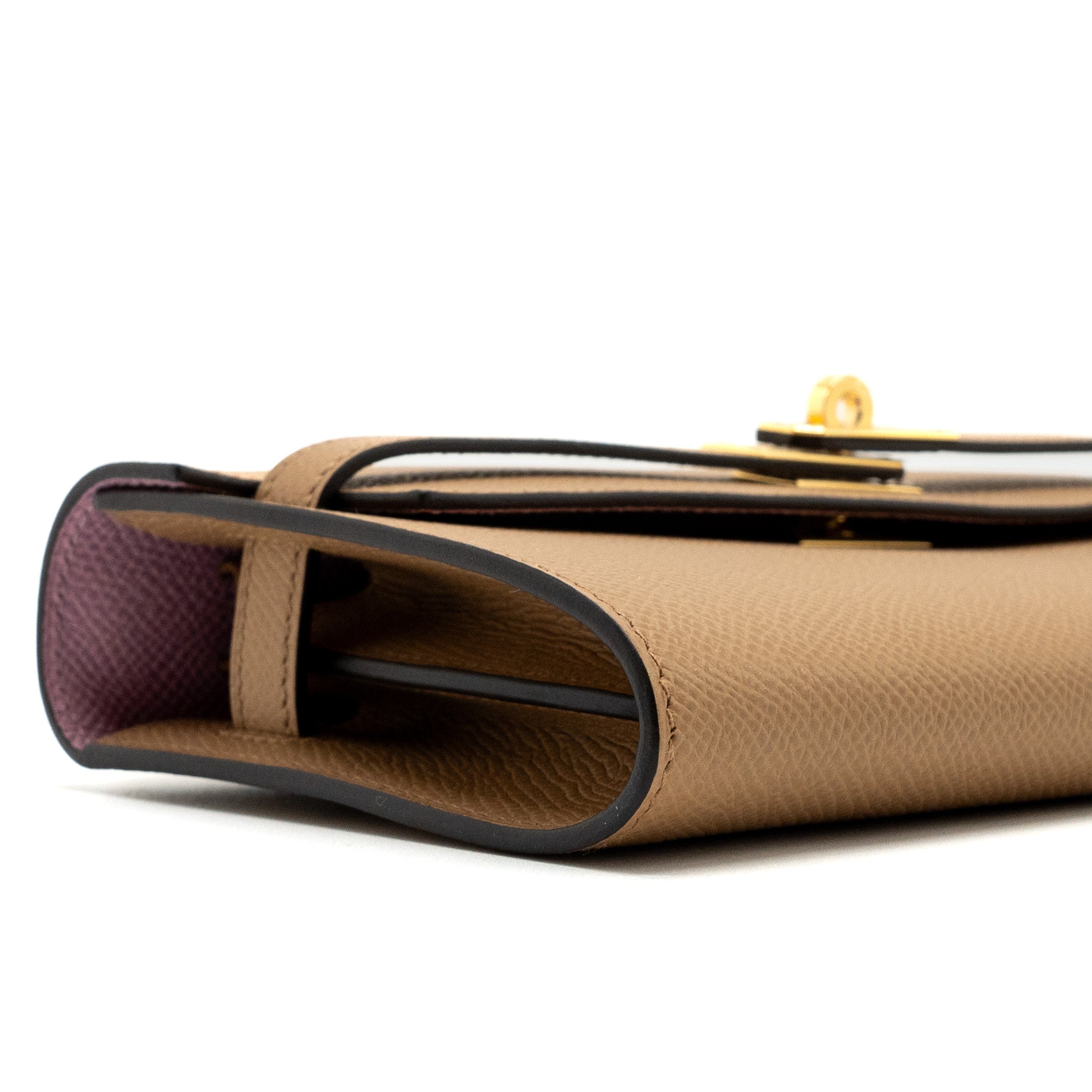 HERMES KELLY TO GO EPSOM CHAI/ MAUVE SYLVESTRE GHW