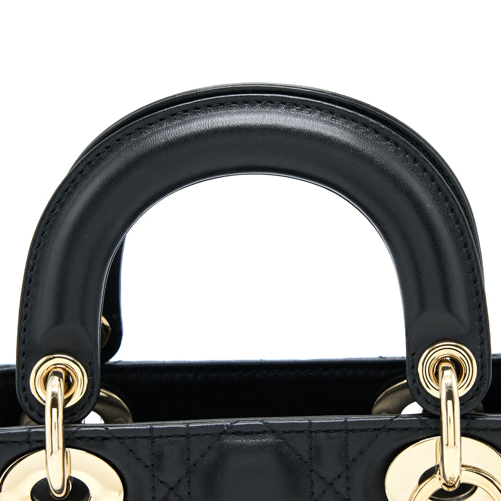 DIOR LADY DIOR MINI LAMBSKIN BLACK LGHW