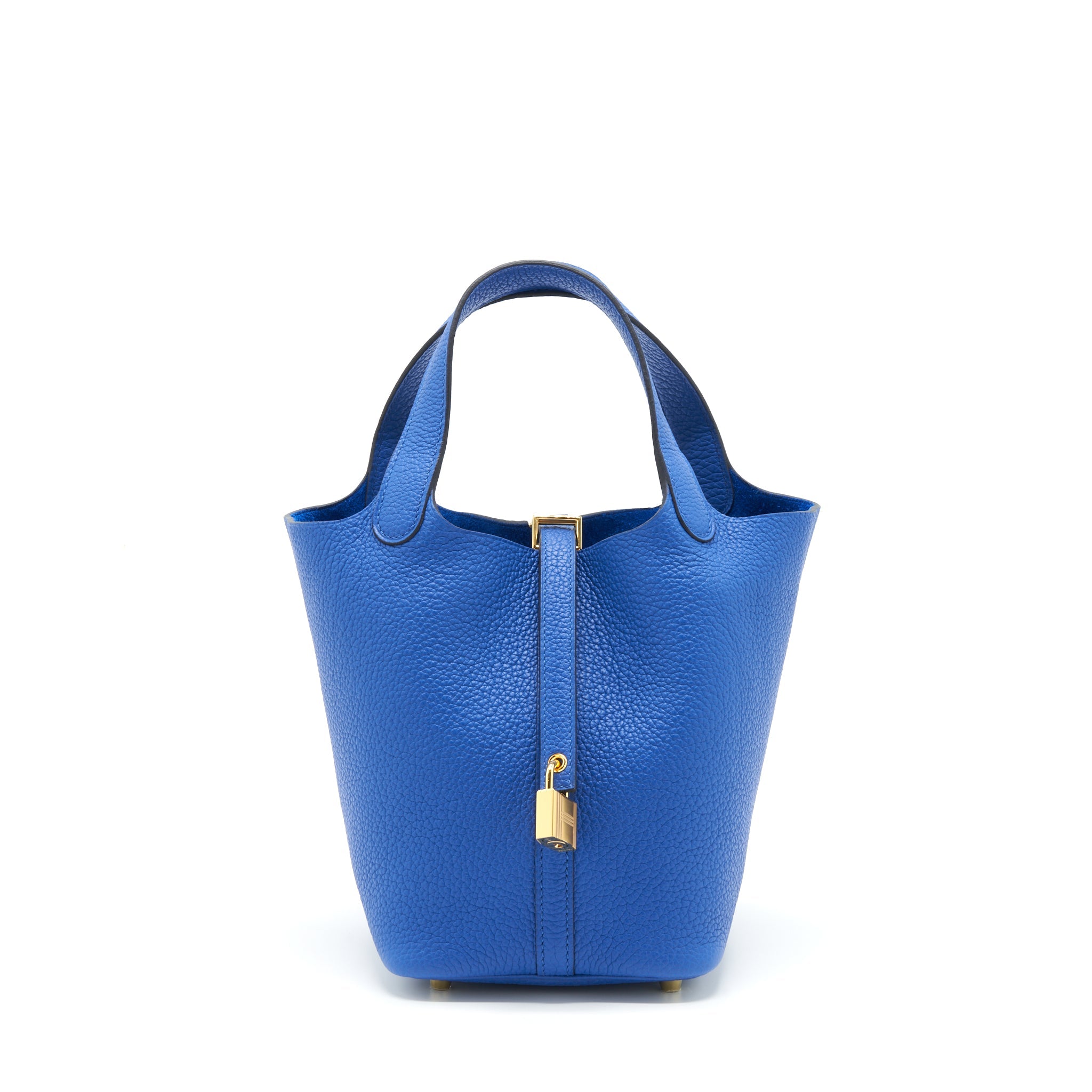 HERMES PICOTIN 18 LOCK BAG TAURILLON MAURICE BLEU DE FRANCE GHW