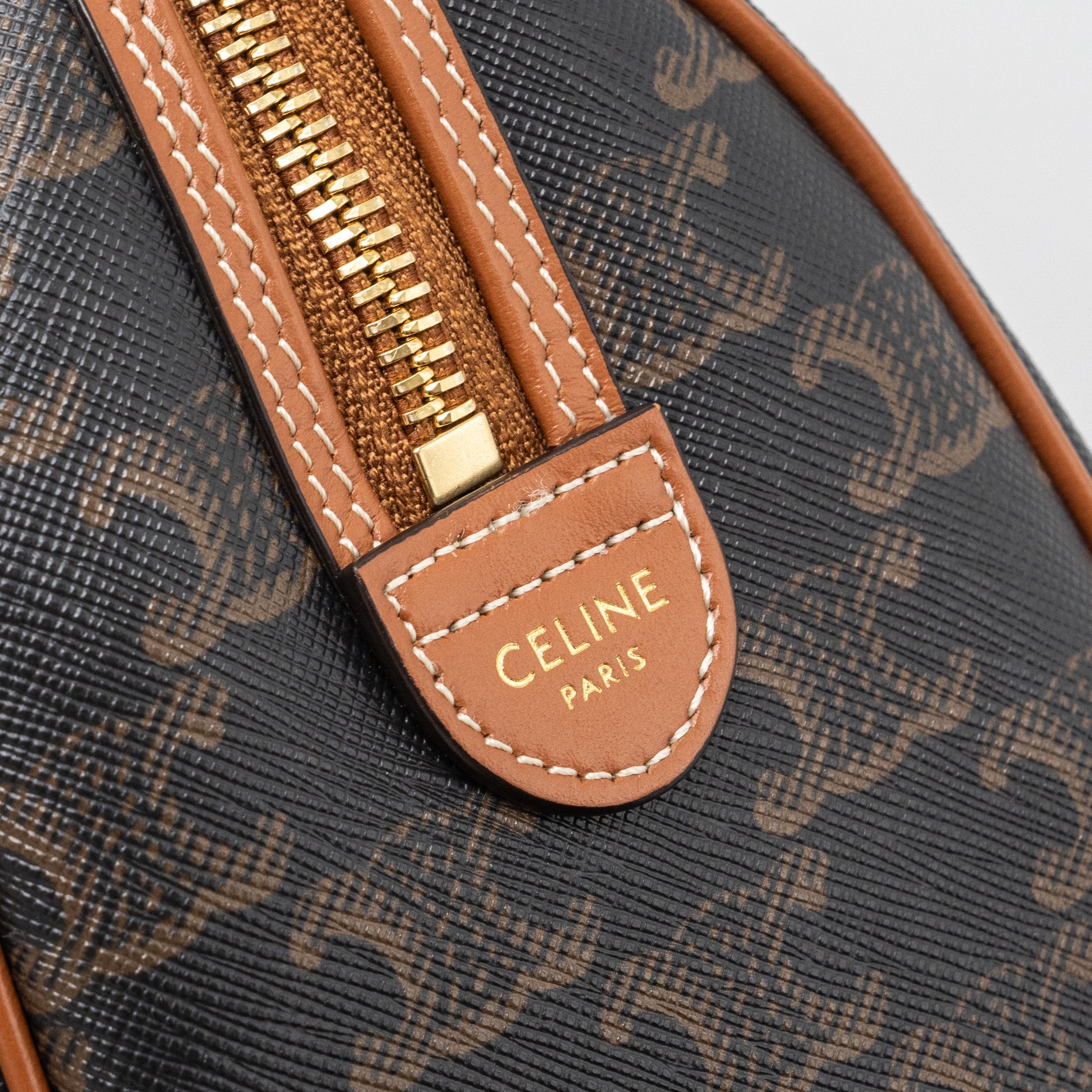 CELINE SMALL BOSTON BAG TRIOMPHE CANVAS/ LEATHER BROWN GHW