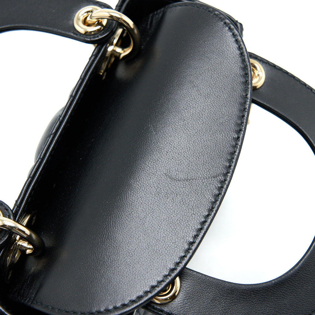 DIOR LADY DIOR MINI LAMBSKIN BLACK LGHW