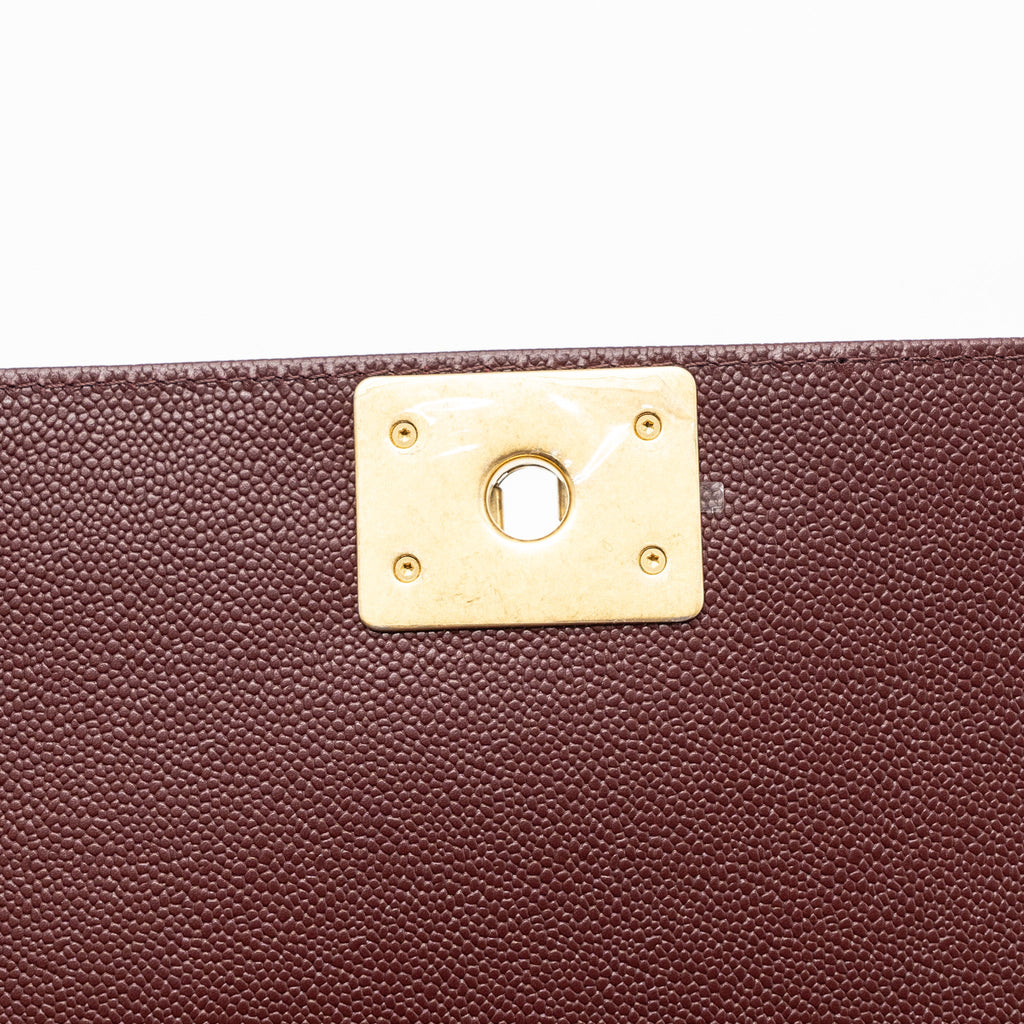 CHANEL MEDIUM BOY BAG LIMITED EDITION CAVIAR BURGUNDY GHW(MICROCHIP)