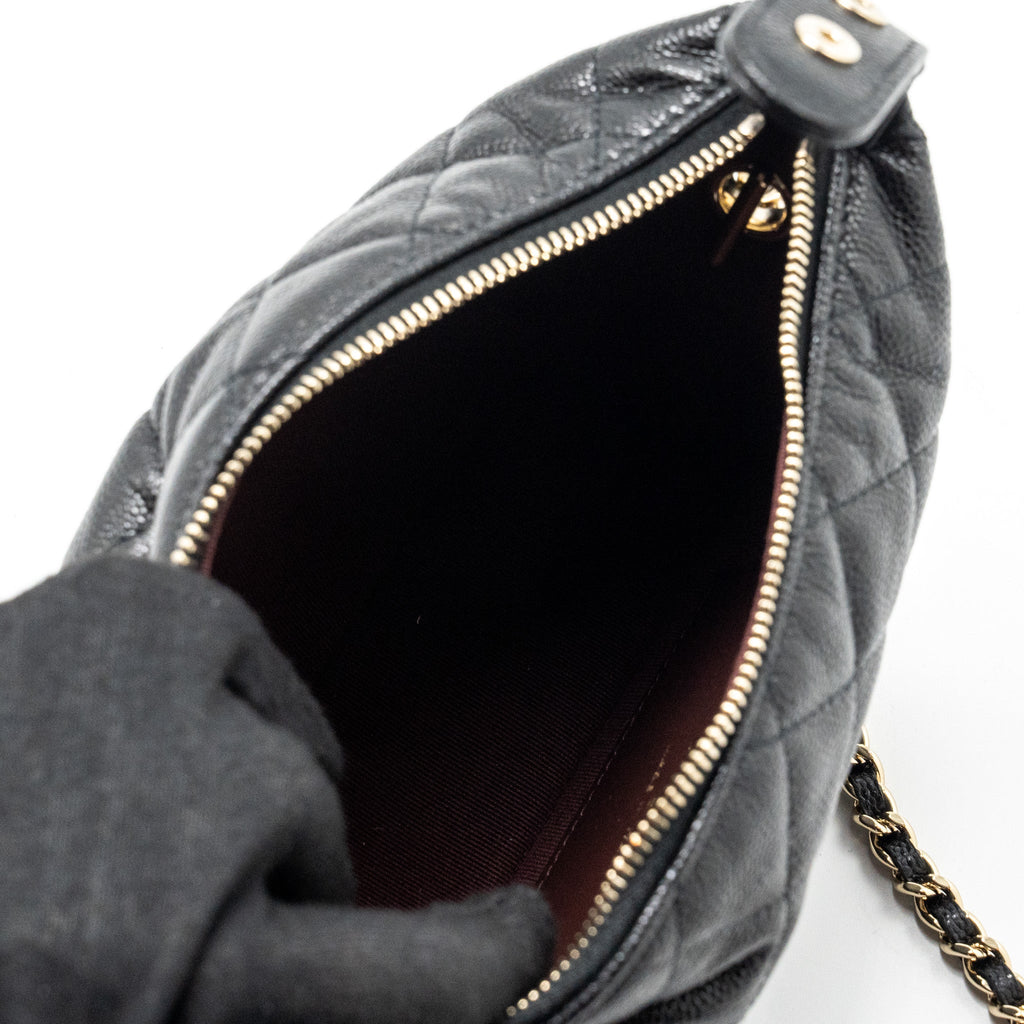 CHANEL 25C QUILTED HOBO BAG CAVIAR BLACK LGHW (MICROCHIP)