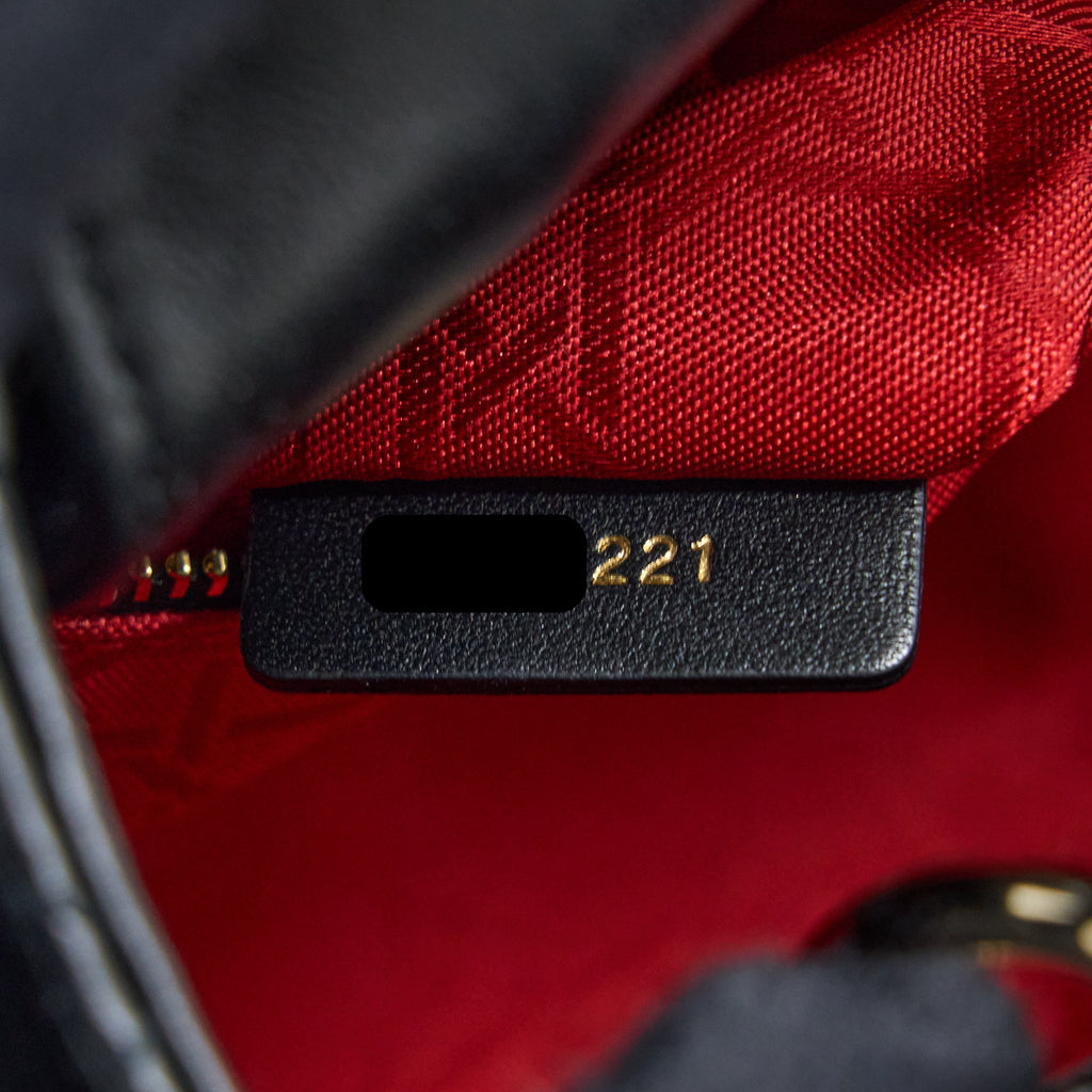 DIOR LADY DIOR MINI LAMBSKIN BLACK LGHW