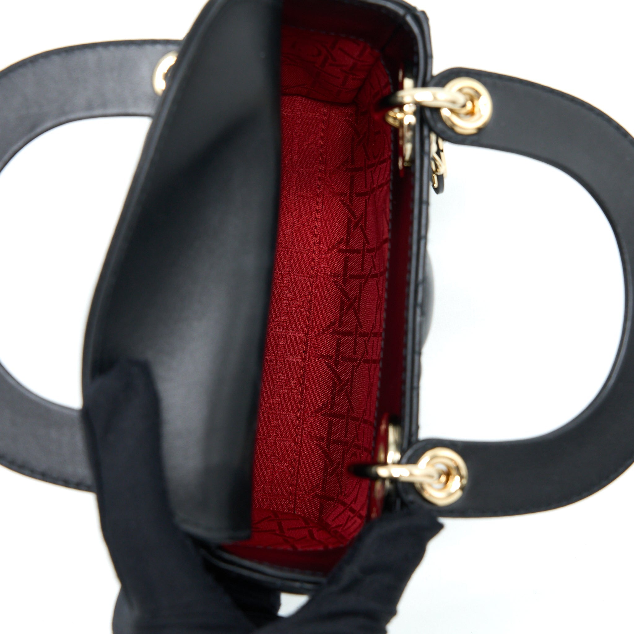 DIOR LADY DIOR MINI LAMBSKIN BLACK LGHW