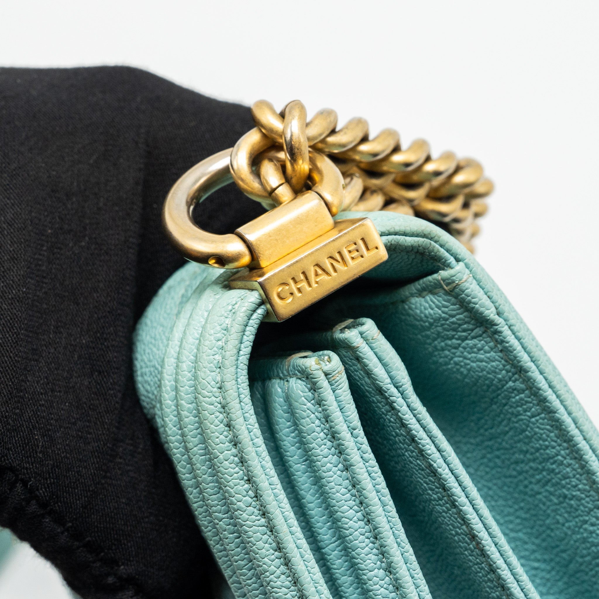 CHANEL NORTH SOUTH BOY BAG CAVIAR LIGHT BLUE GHW