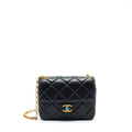 CHANEL QUILTED MEDIUM SQUARE FLAP BAG LAMBSKIN BLACK BRUSHED GHW (MICROCHIP)
