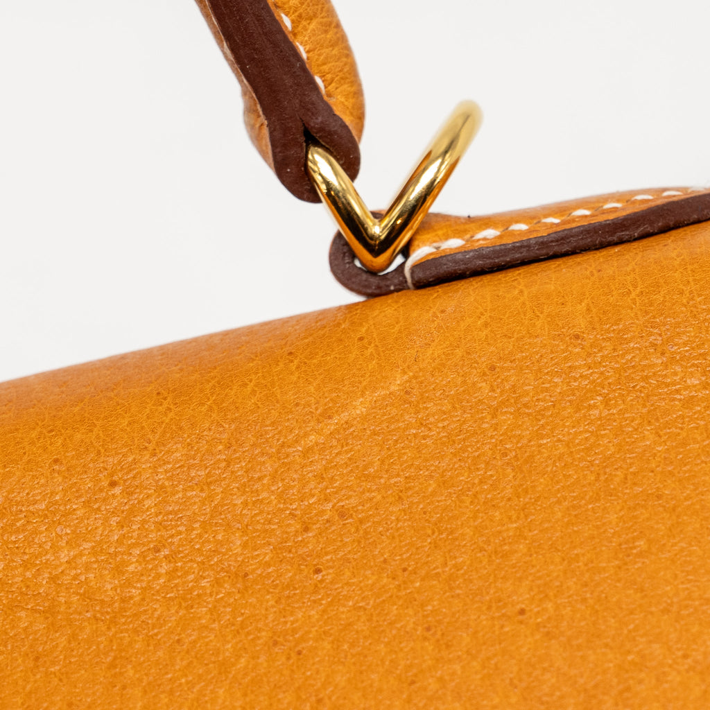 HERMES KELLY 25 PEAU DE PORC TOFFEE GHW