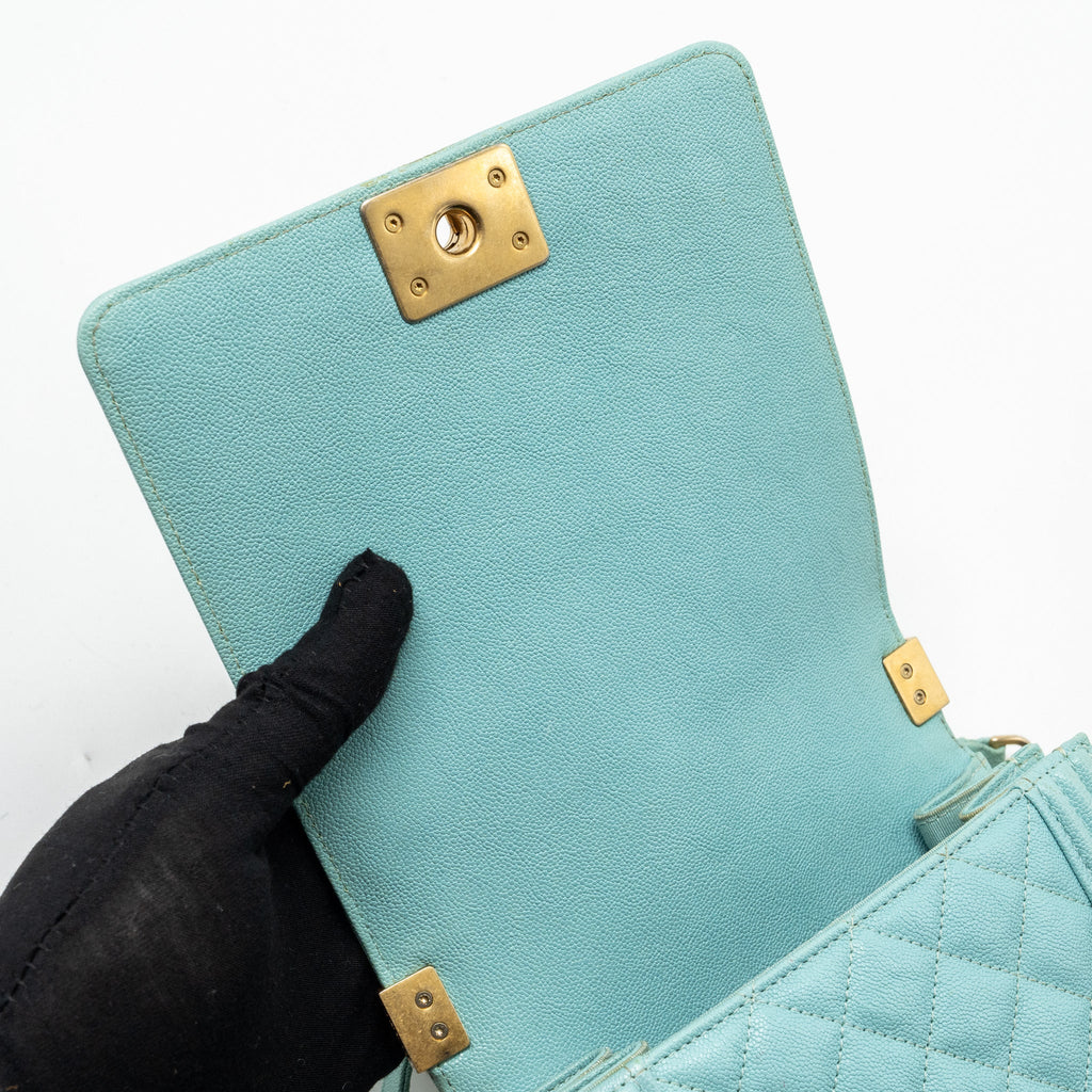 CHANEL NORTH SOUTH BOY BAG CAVIAR LIGHT BLUE GHW