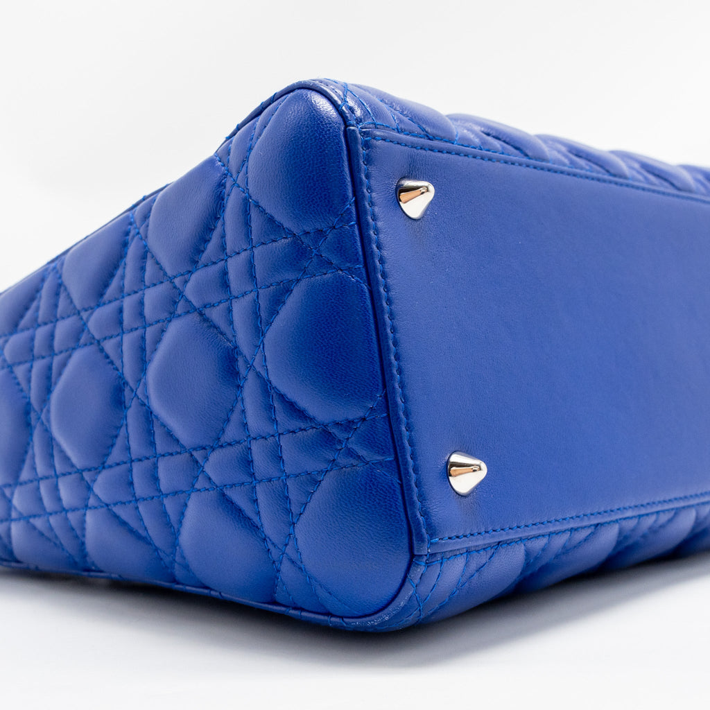 DIOR MEDIUM LADY DIOR LAMBSKIN BLUE SHW