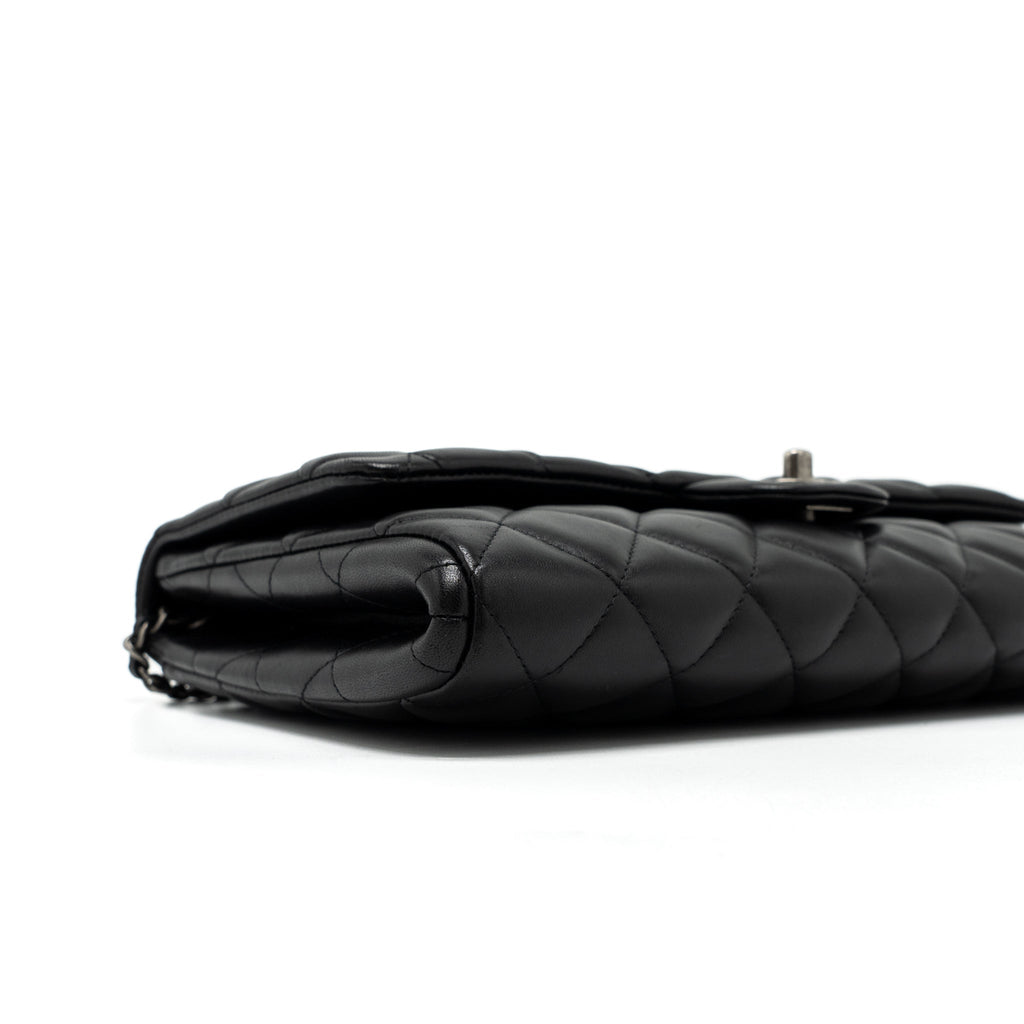 CHANEL TIMELESS CLUTCH WITH CHAIN LAMBSKIN BLACK RUTHENIUM HARDWARE
