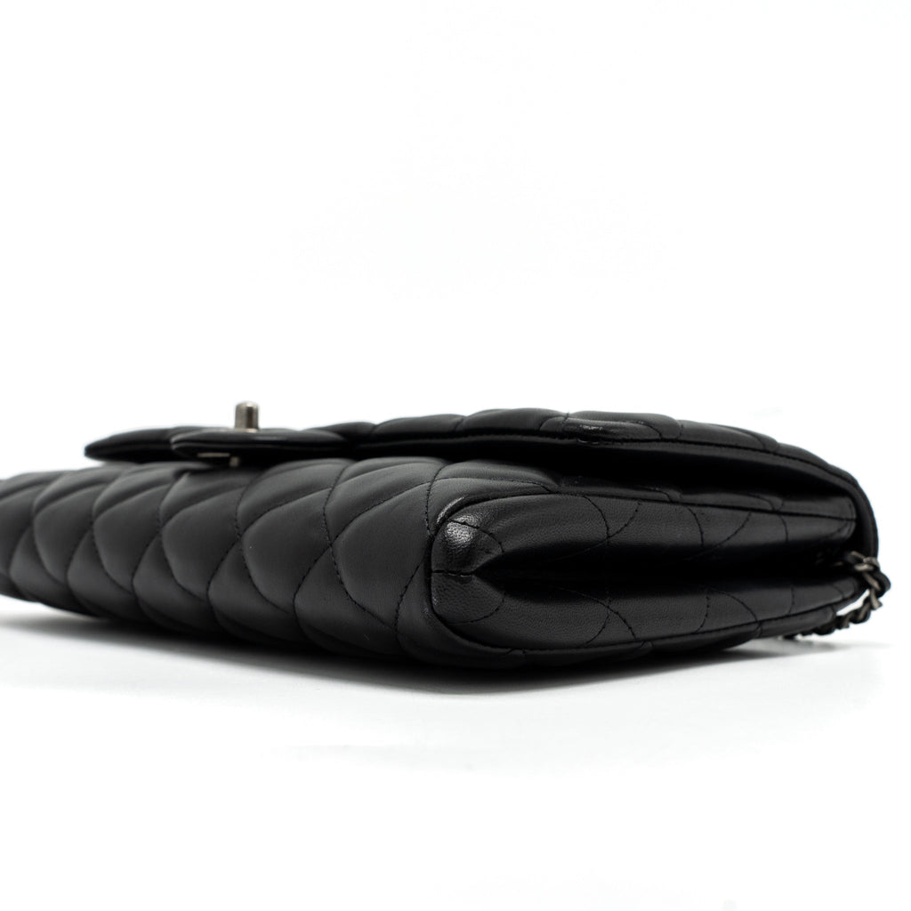 CHANEL TIMELESS CLUTCH WITH CHAIN LAMBSKIN BLACK RUTHENIUM HARDWARE