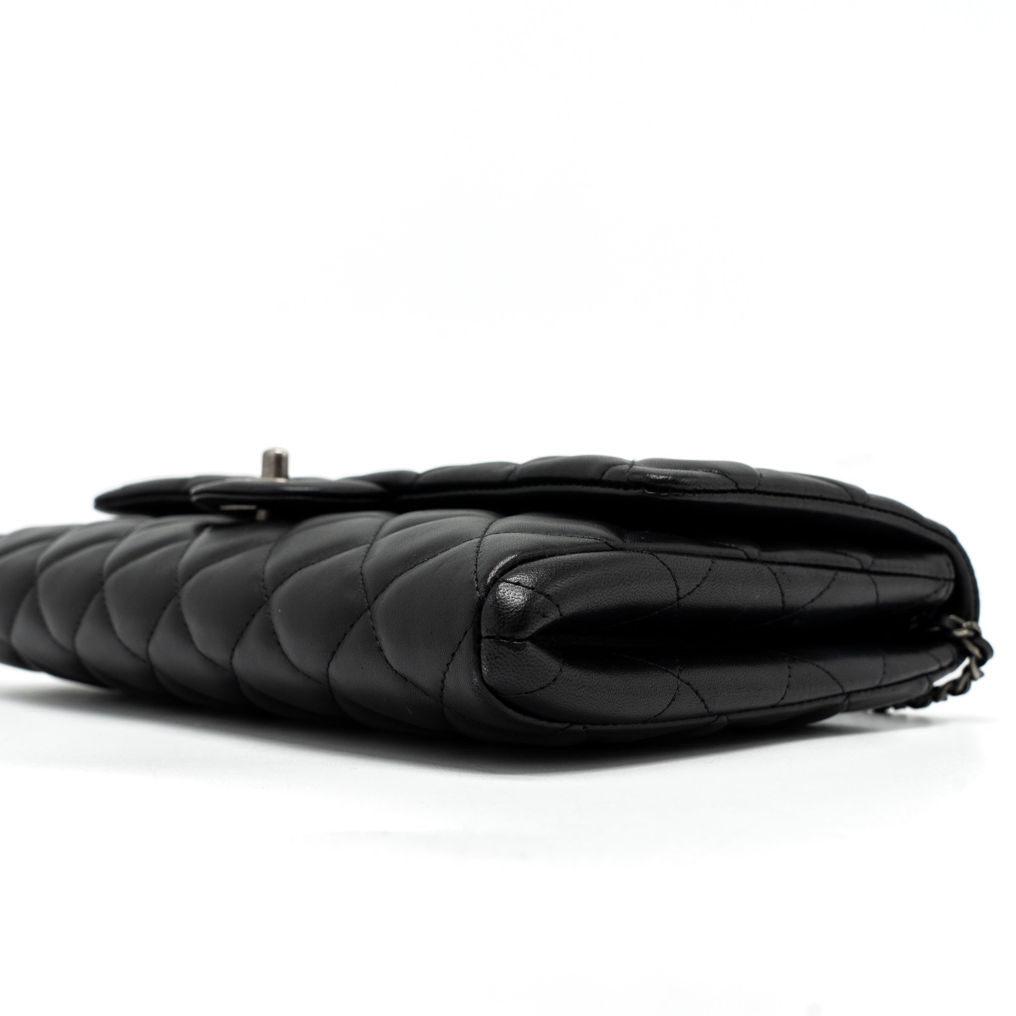 CHANEL TIMELESS CLUTCH WITH CHAIN LAMBSKIN BLACK RUTHENIUM HARDWARE