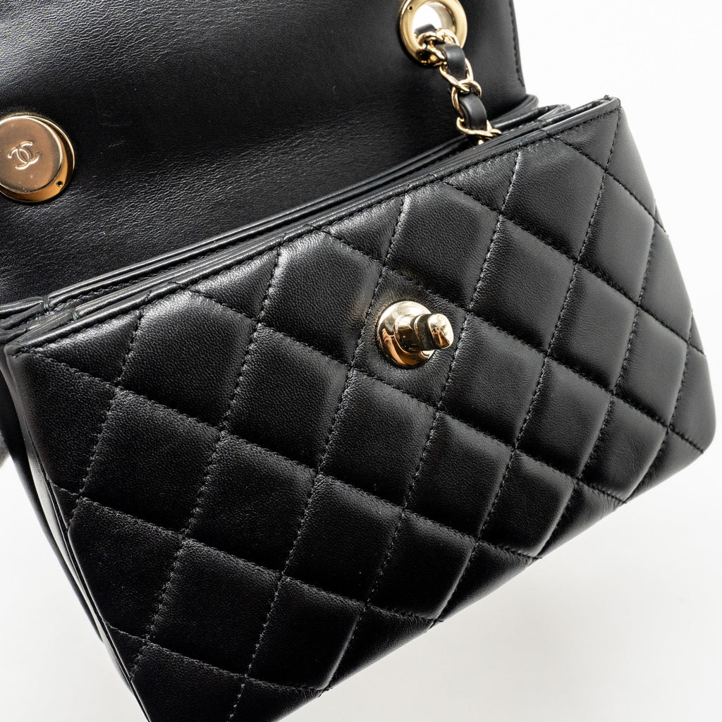 CHANEL 24S MINI TRENDY CC LAMBSKIN BLACK LGHW(MICROCHIP)