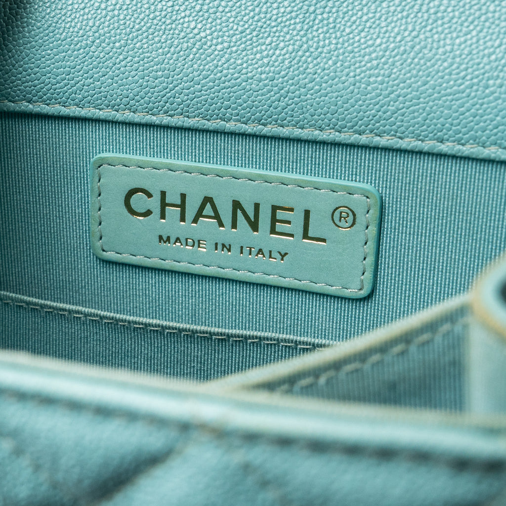 CHANEL NORTH SOUTH BOY BAG CAVIAR LIGHT BLUE GHW