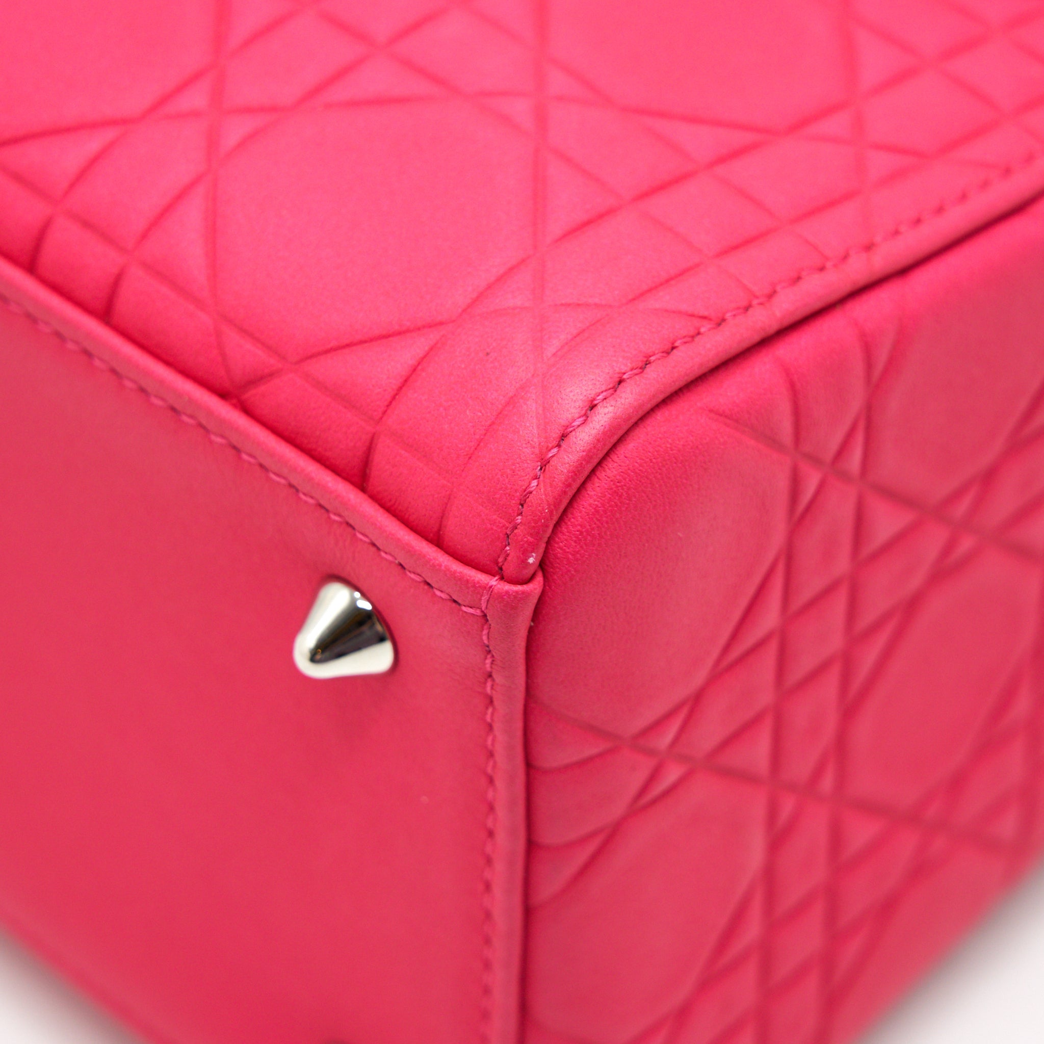 CHRISTIAN DIOR LADY DIOR HOT PINK IN METALLIC PINK HARDWARE