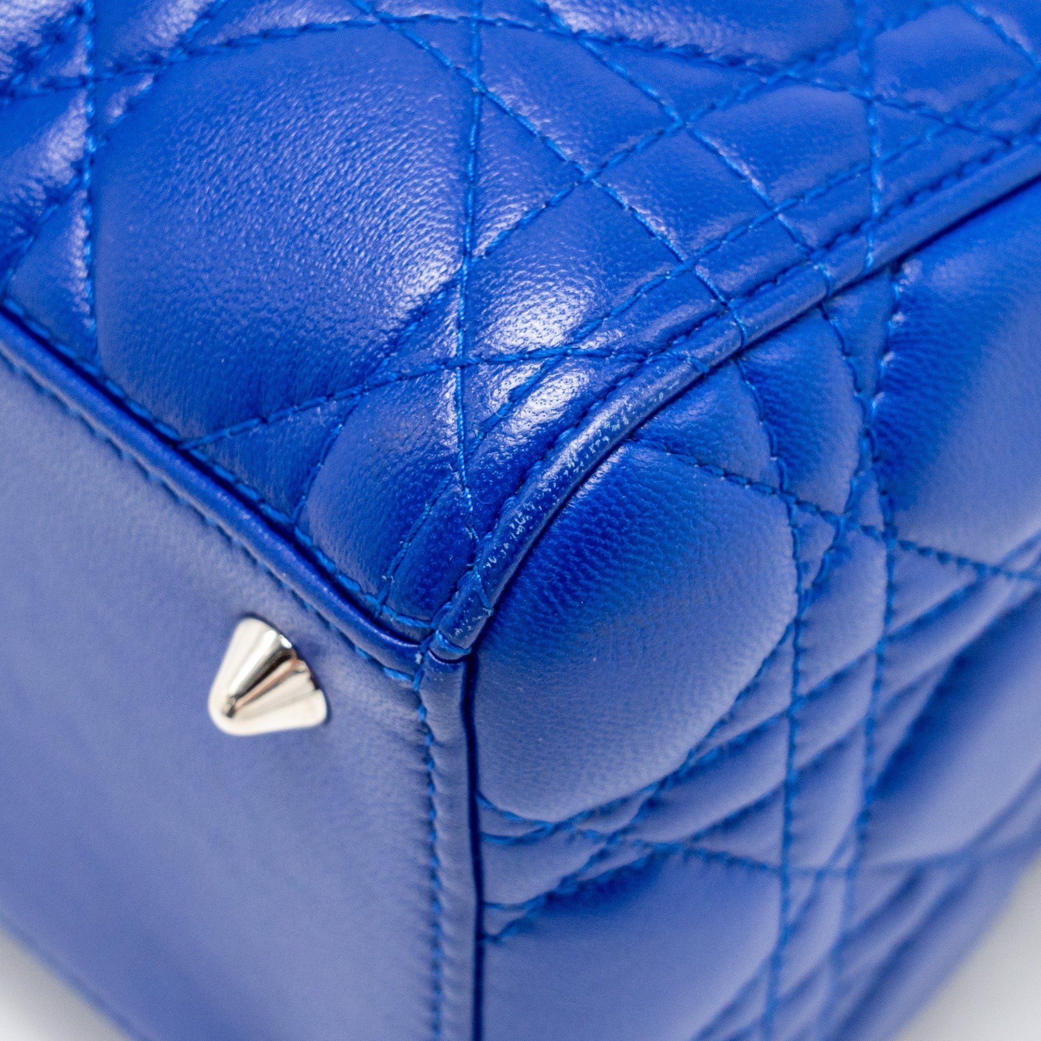 DIOR MEDIUM LADY DIOR LAMBSKIN BLUE SHW