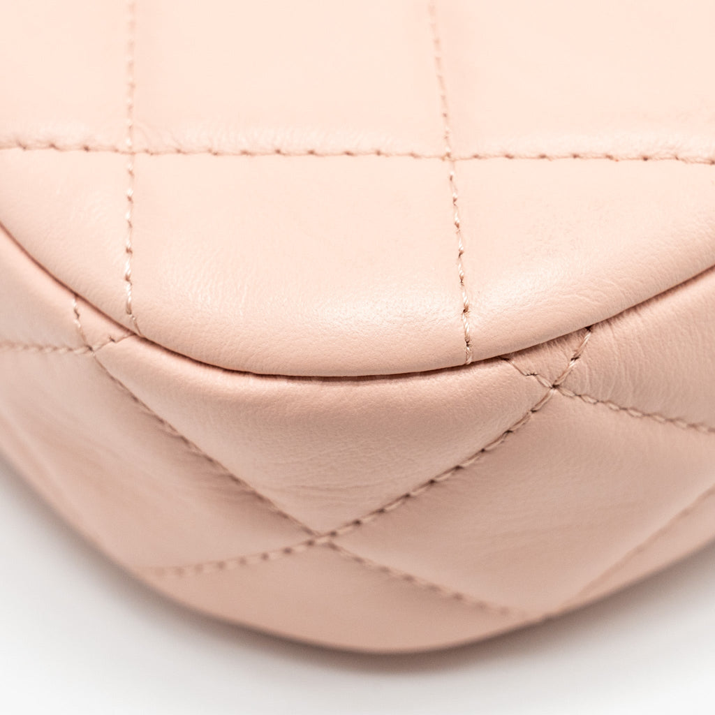 CHANEL 23K SMALL HOBO BAG CALFSKIN PINK GHW (MICROCHIP)