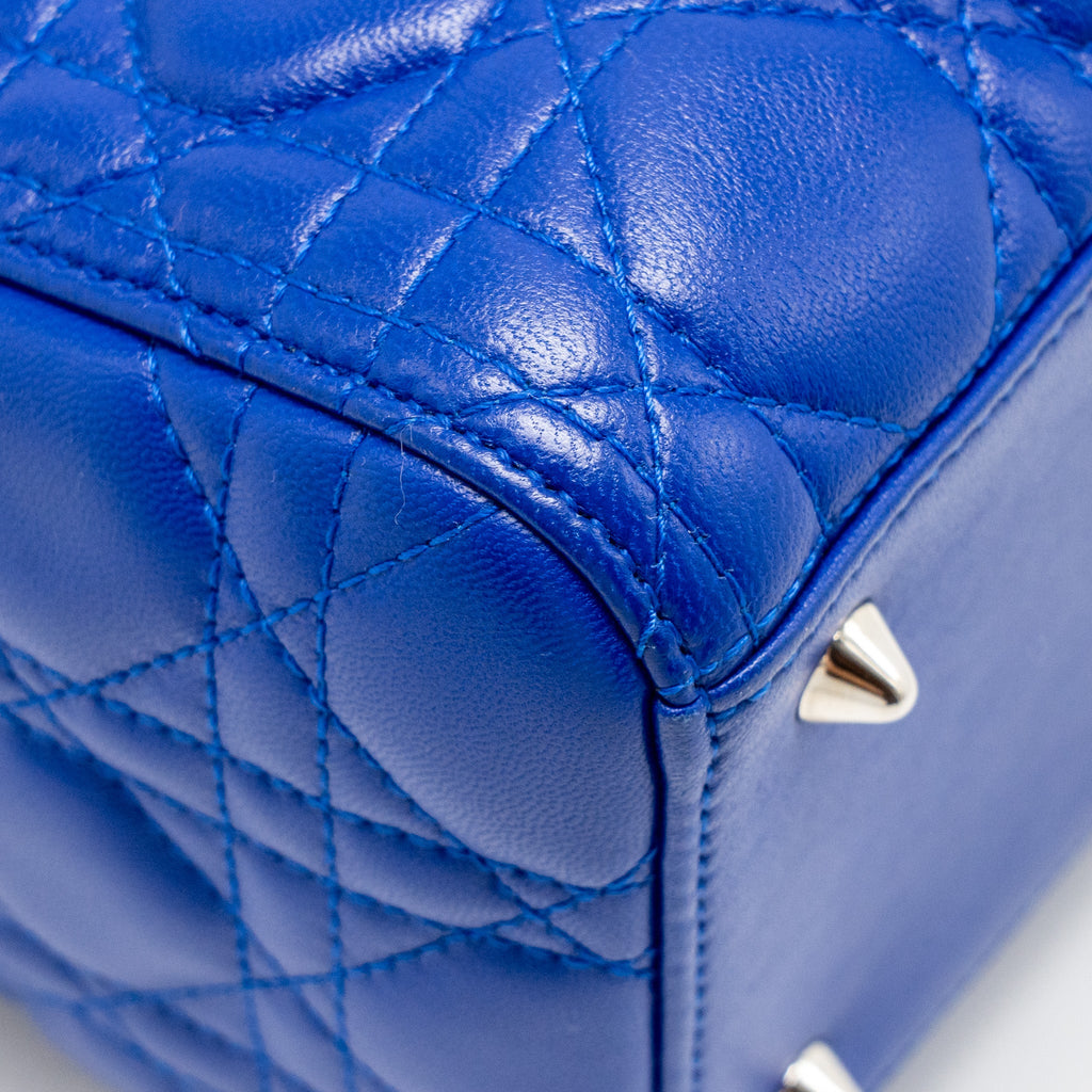 DIOR MEDIUM LADY DIOR LAMBSKIN BLUE SHW