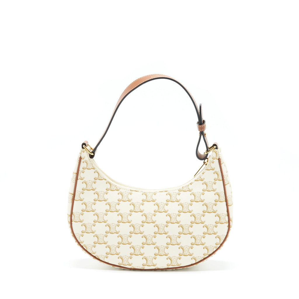 CELINE AVA BAG TRIOMPHE CANVAS AND LEATHER WHITE GHW