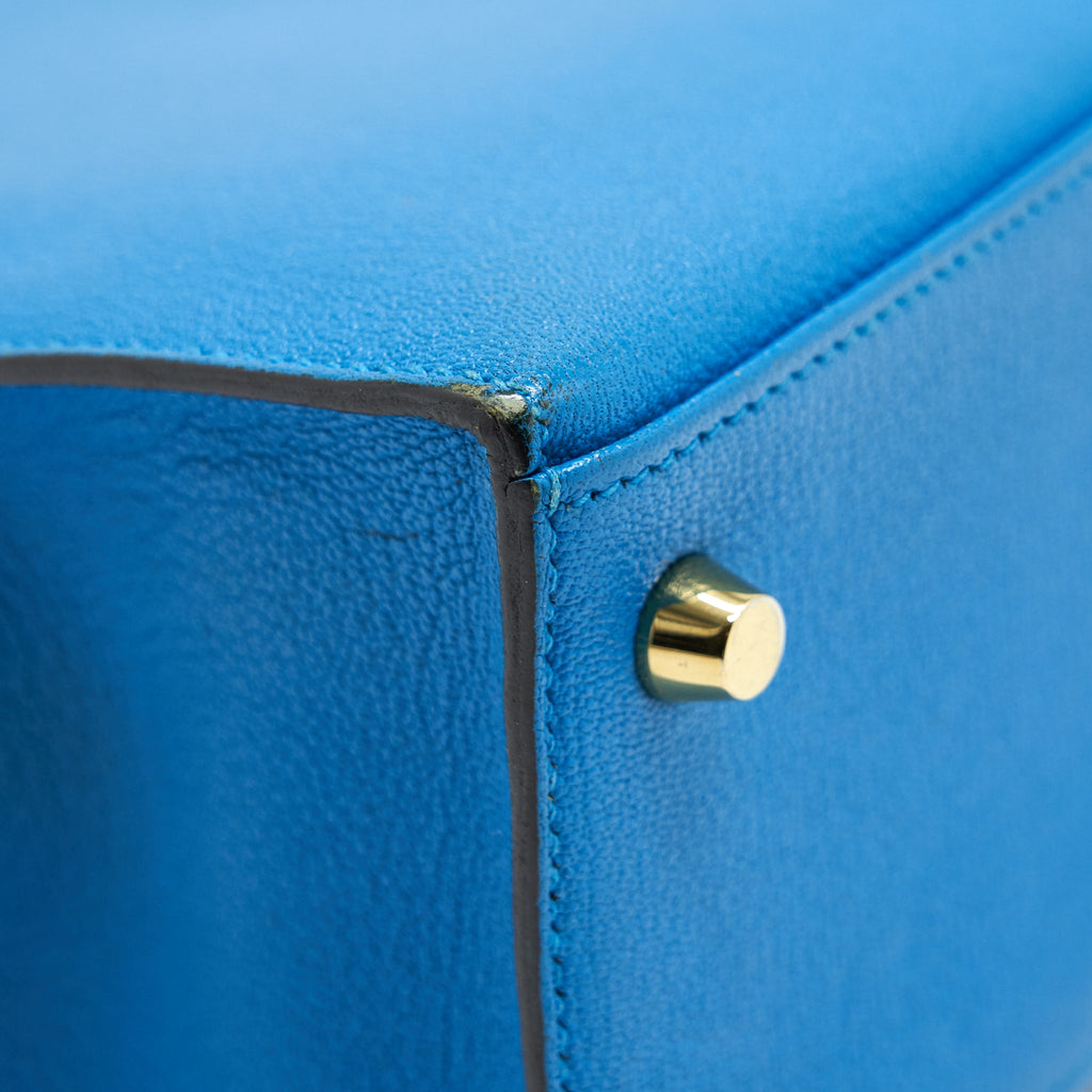 HERMES KELLY 25 BLUE ZANZIBAR GHW