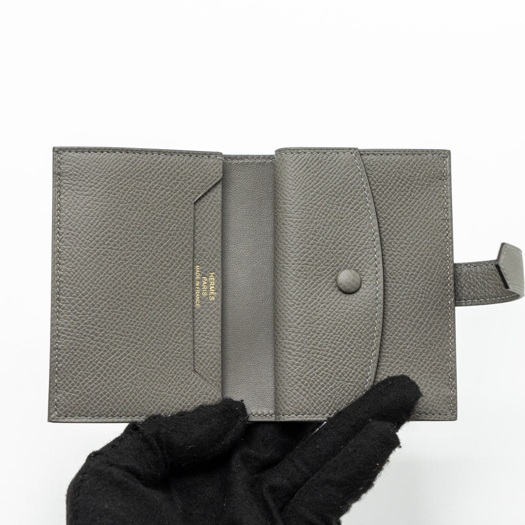 HERMES BEARN MINI WALLET EPSOM GRIS MEYER GHW