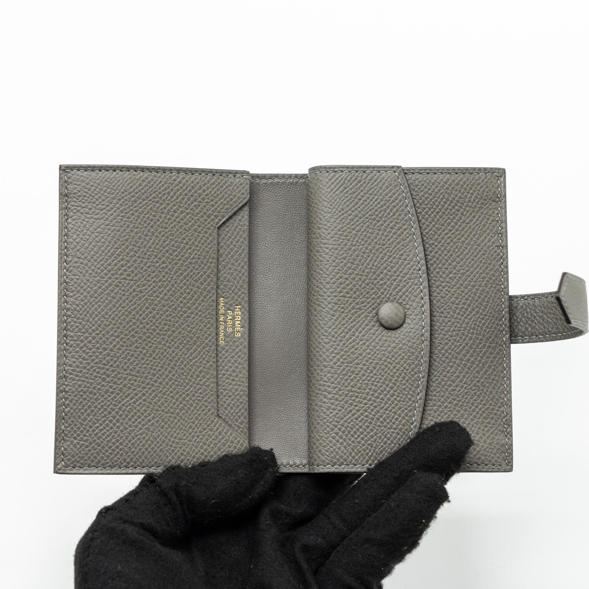 HERMES BEARN MINI WALLET EPSOM GRIS MEYER GHW