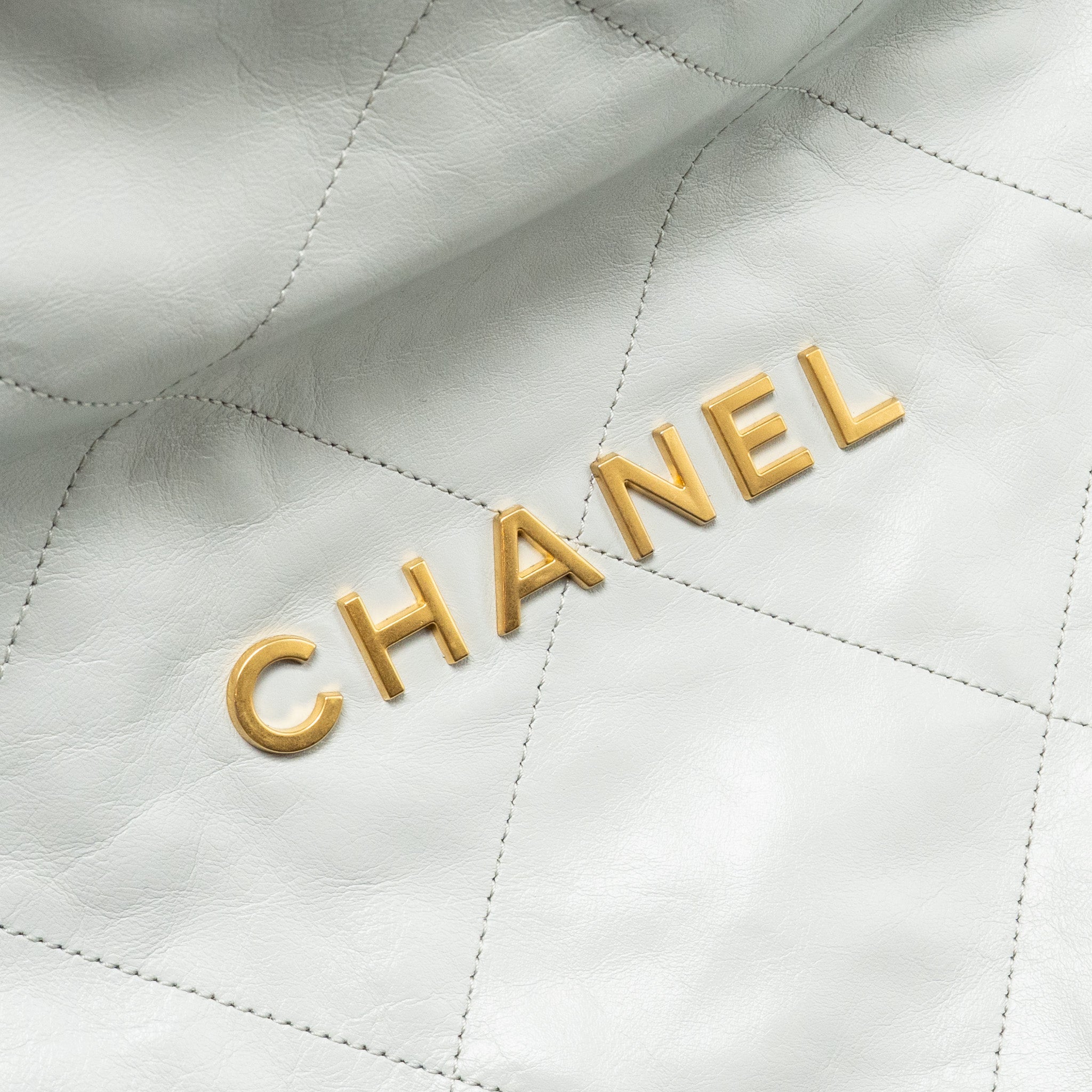 CHANEL SMALL 22 BAG SHINY CALFSKIN LIGHT BLUE GHW (MICROCHIP)