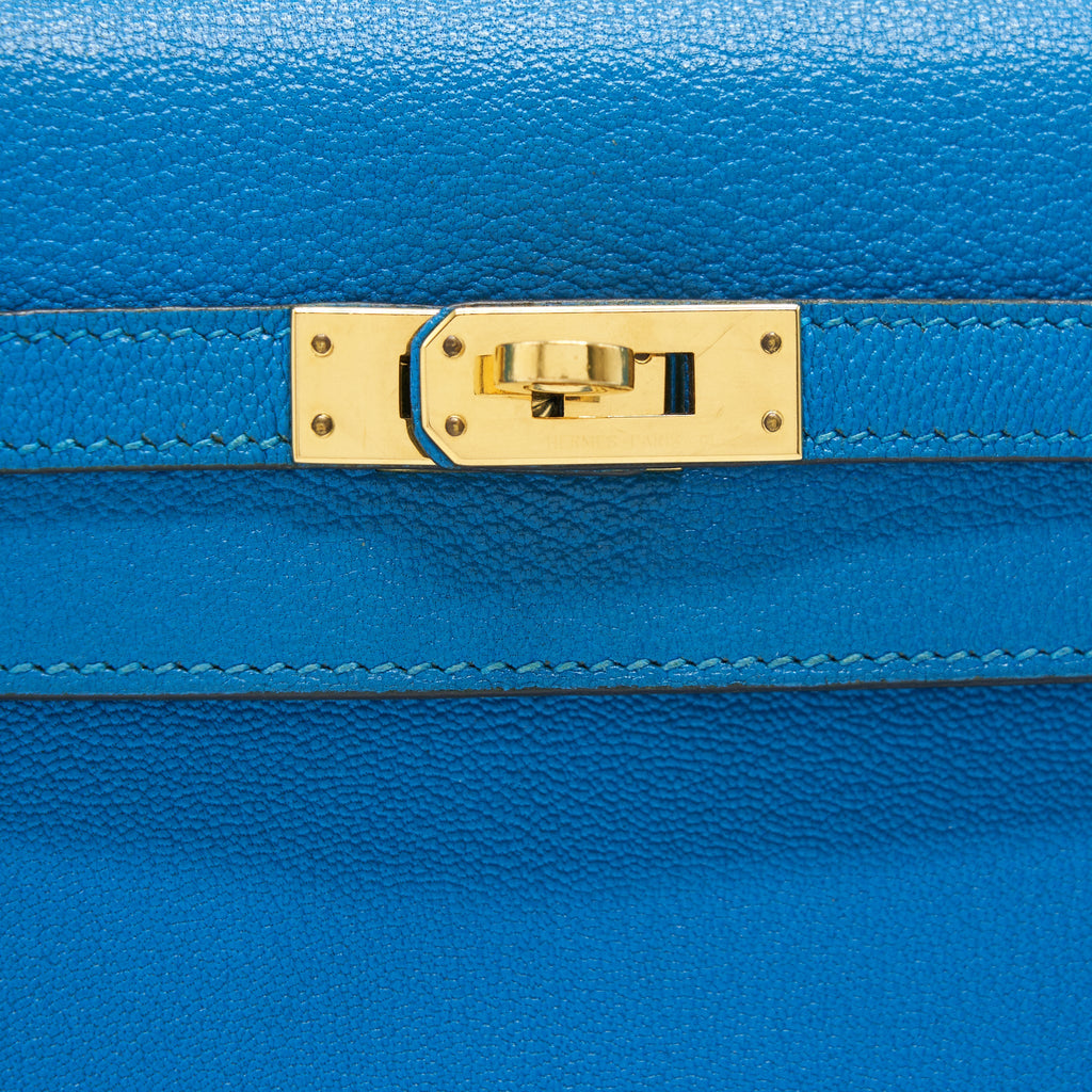 HERMES KELLY 25 BLUE ZANZIBAR GHW