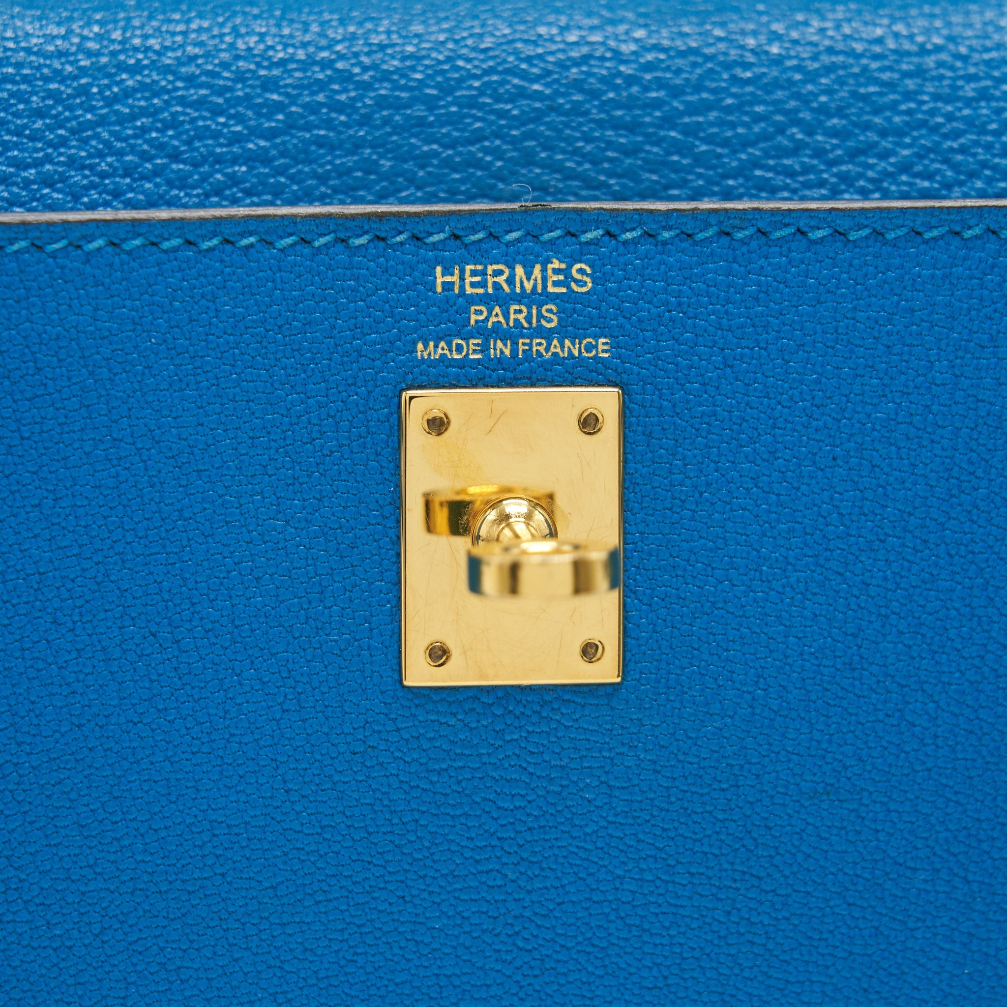 HERMES KELLY 25 BLUE ZANZIBAR GHW