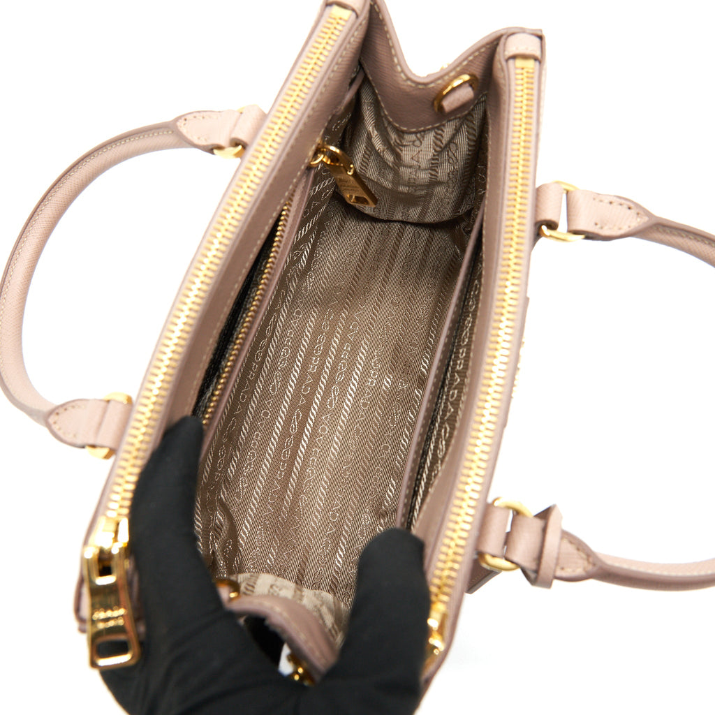 PRADA SAFFIANO LEATHER MINI BEIGE WITH STRAP