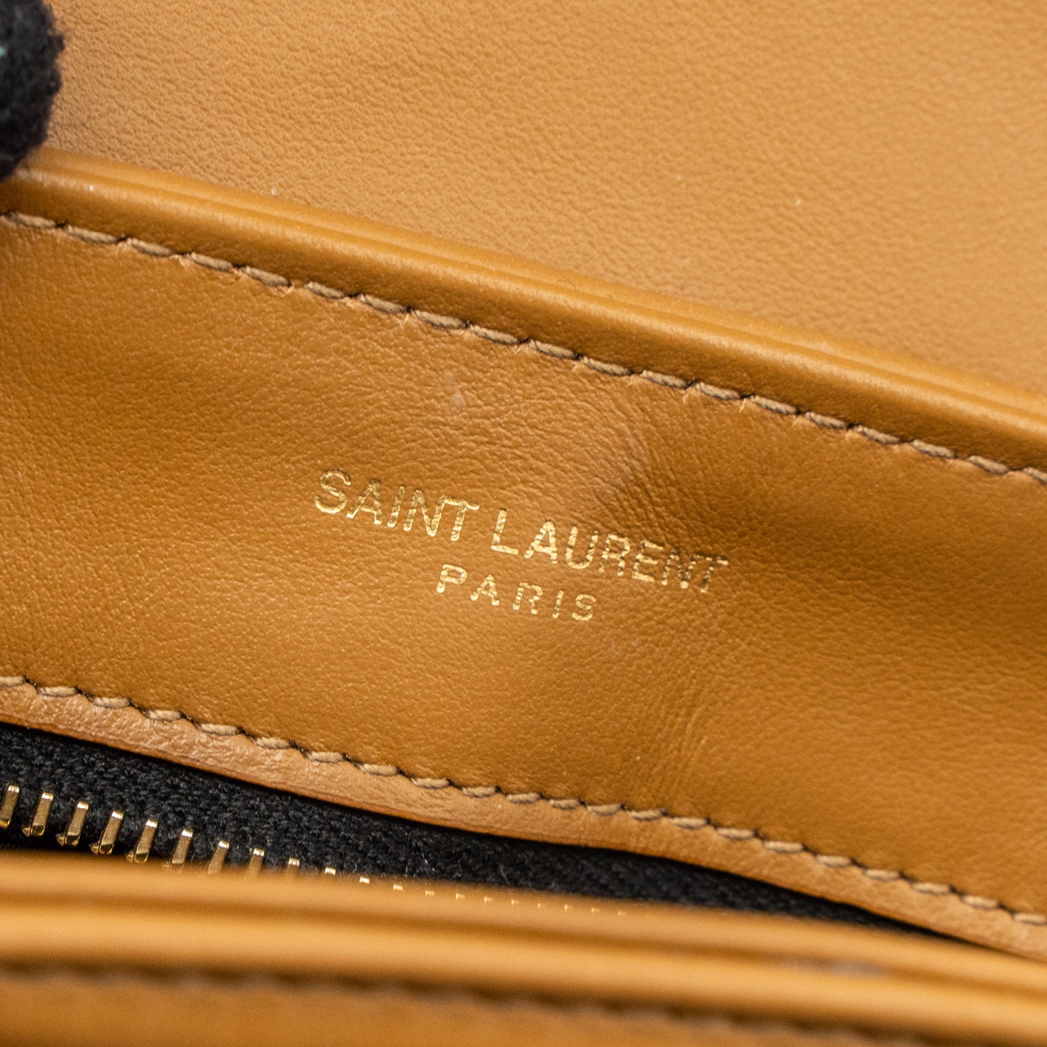 SAINT LAURENT TOY LOULOU TOY STRAP BAG CALFSKIN CARAMEL GHW