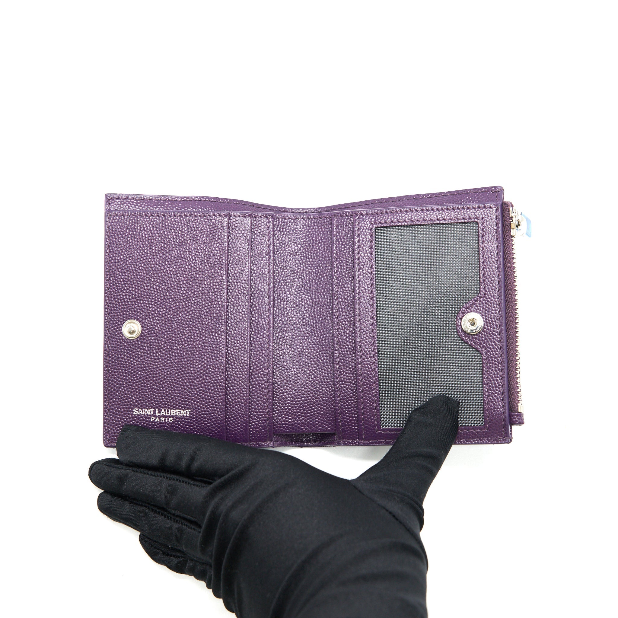 SAINT LAURENT QUILTED MONOGRAM WALLET
