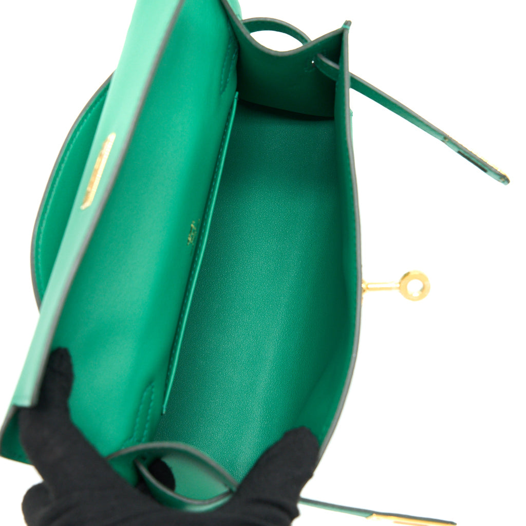 HERMES KELLY POCHETTE SWIFT U4 VERT VERTIGO GHW